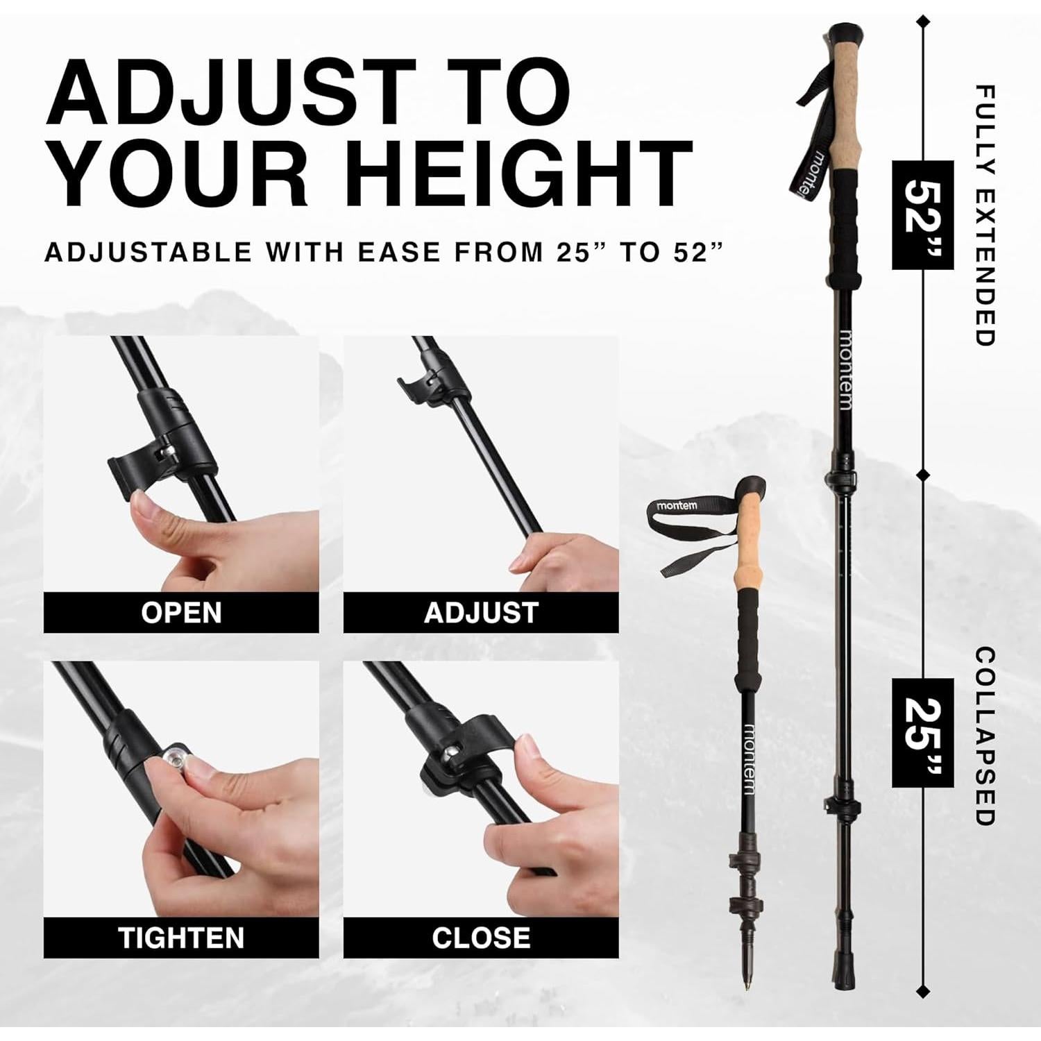 Bastones de Trekking Montem Ultra Fuerte Plegables 2 Unidades