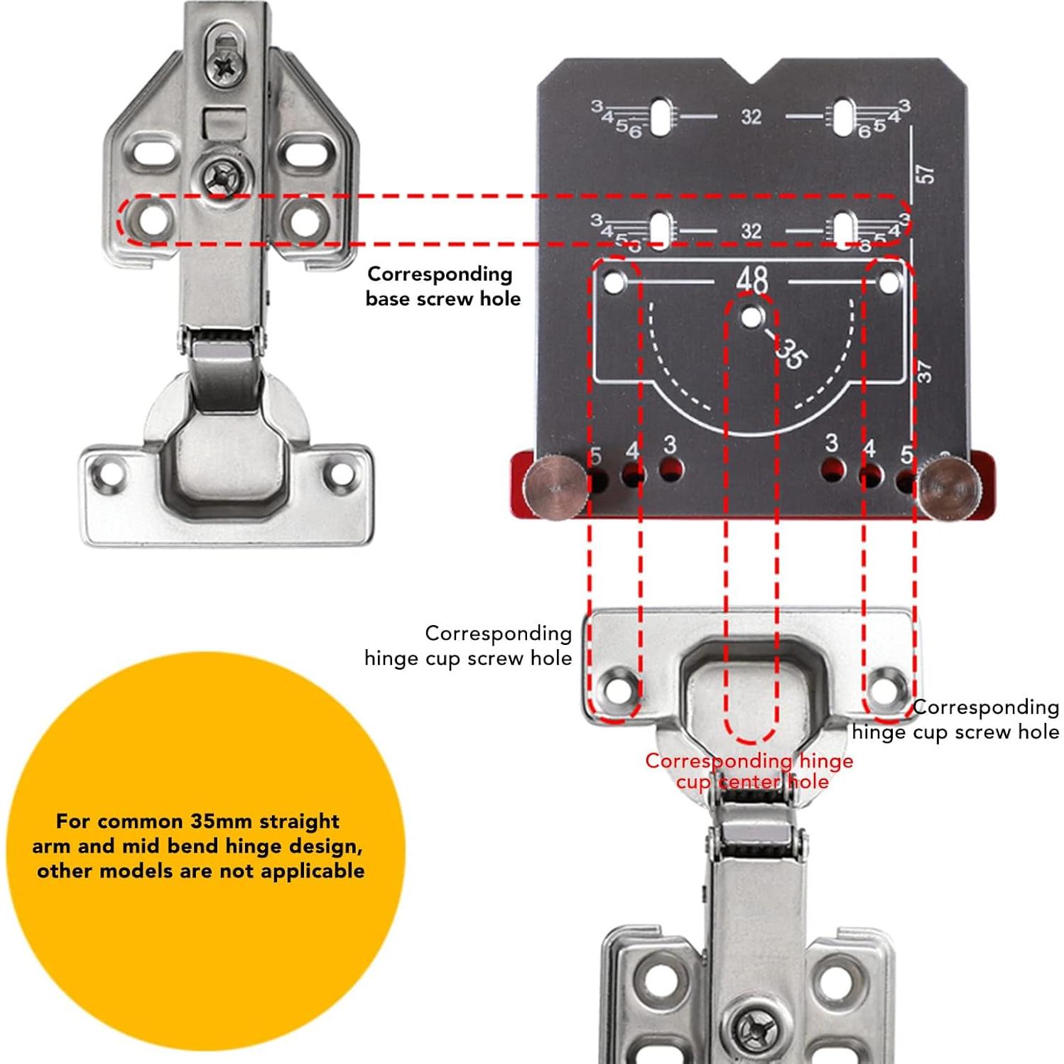 Localizador de Agujeros para Bisagras Yosoo 20cm Aluminio Mate