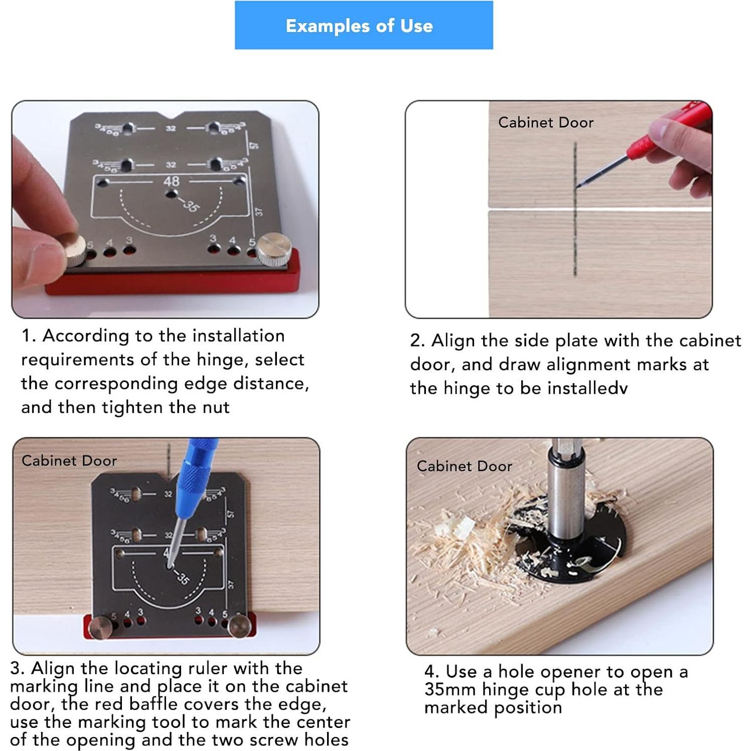 Localizador de Agujeros para Bisagras Yosoo 20cm Aluminio Mate