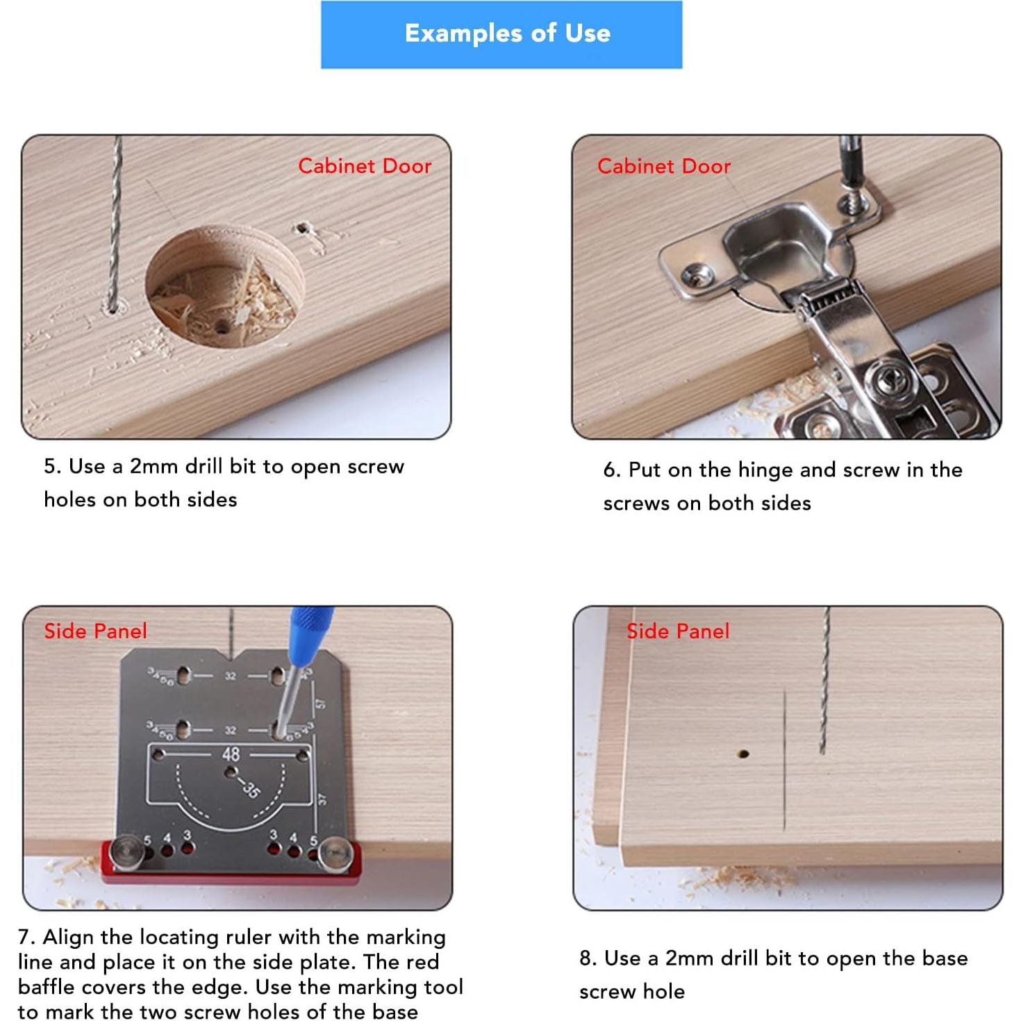 Localizador de Agujeros para Bisagras Yosoo 20cm Aluminio Mate