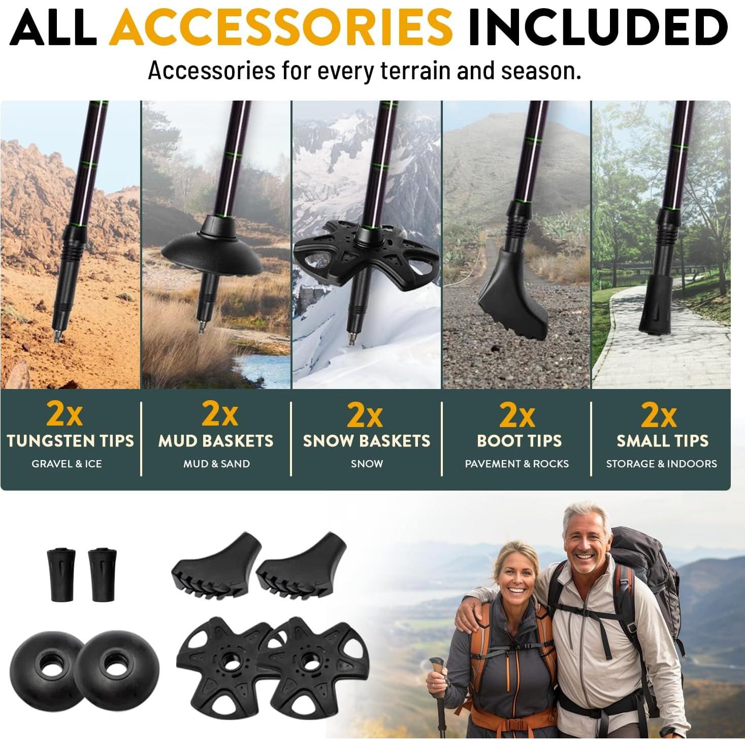 Bastones de Trekking Hiker Hunger de Fibra de Carbono 61-140 cm