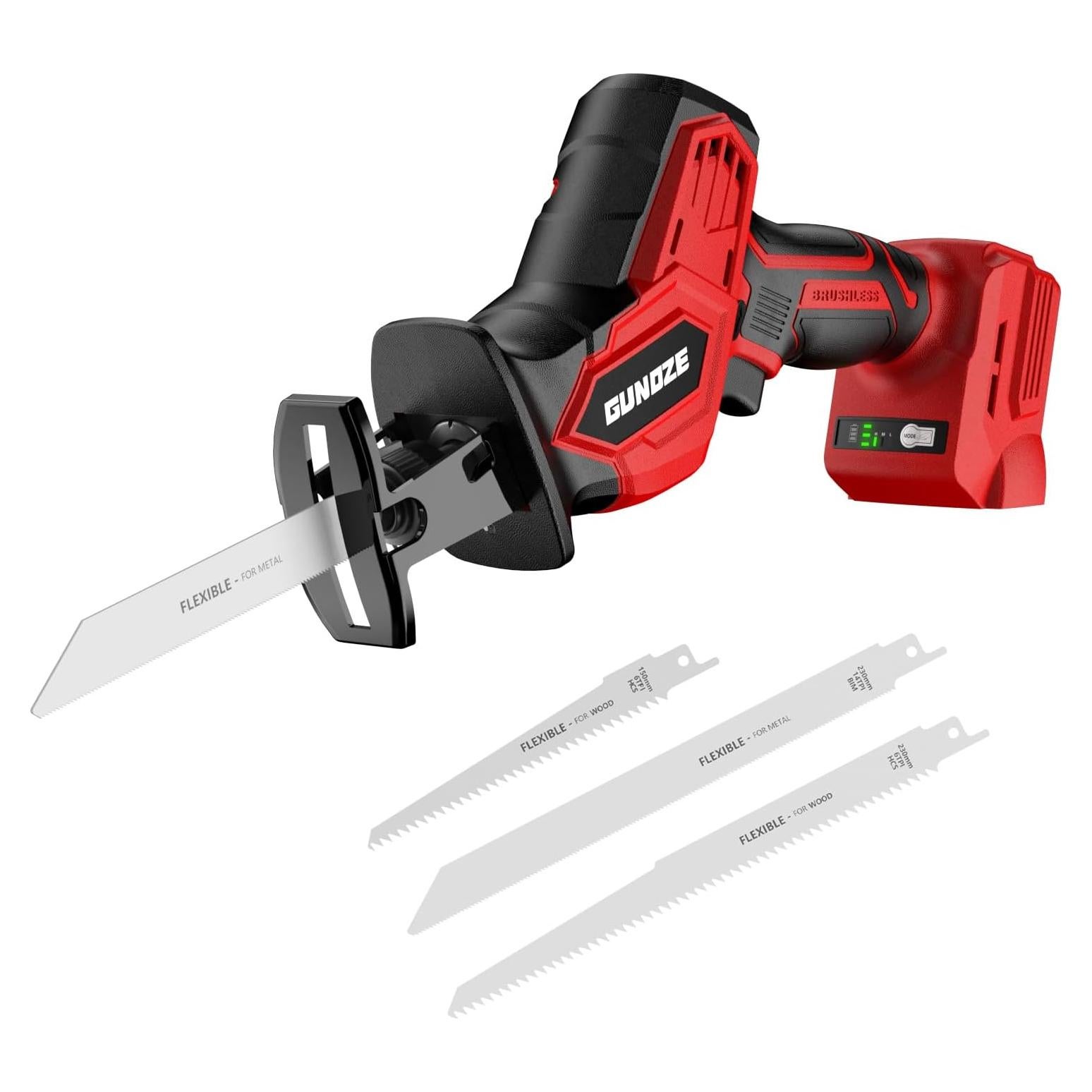 Cordless Reciprocating Saw for Milwaukee M18 Battery, 3 Variable Speed 0-3500 Brushless Recipro Saw, Tool-free Blade Change, 4 Saw Blade Potable Recipro Saw kit for Wood/Metal/PVC Cuts - Tool Only