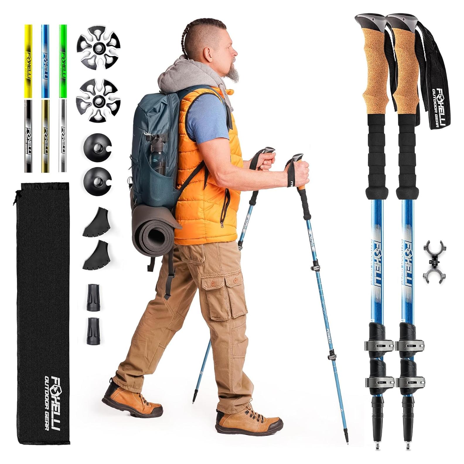 Bastones de Senderismo Foxelli Plegables de Aluminio 2 Pzas