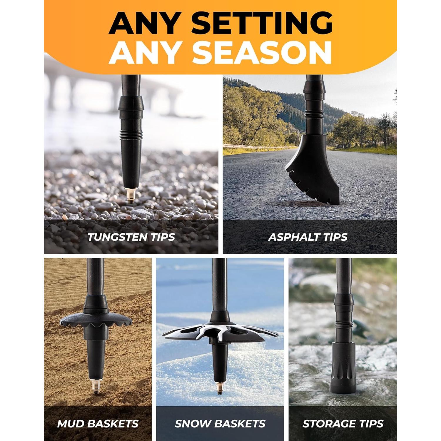 Bastones de Senderismo Foxelli Plegables de Aluminio 2 Pzas