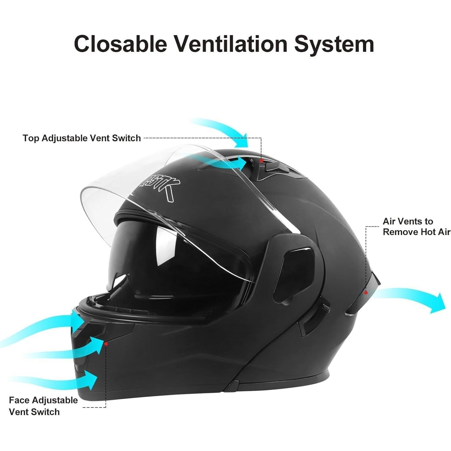 Casco Modular Flip-Up SPARK JMK-2025 Doble Visor Negro Mediano