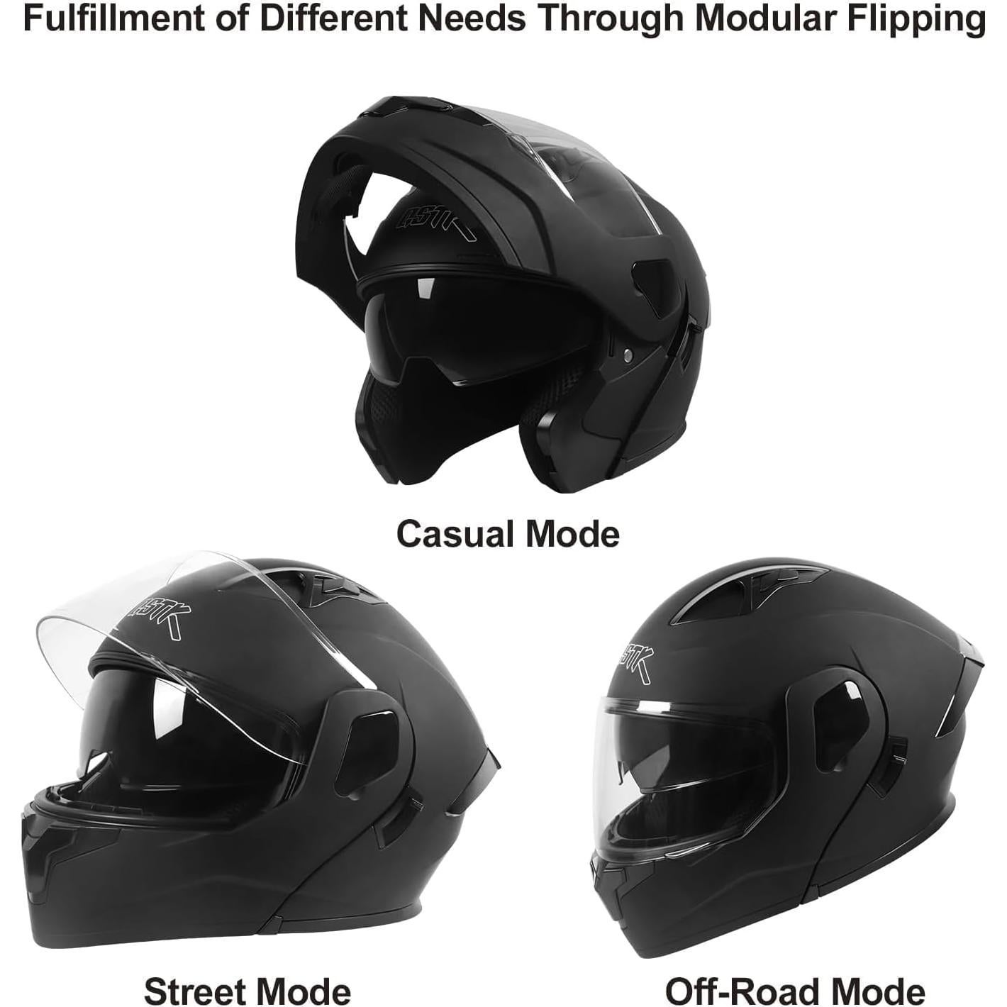 Casco Modular Flip-Up SPARK JMK-2025 Doble Visor Negro Mediano