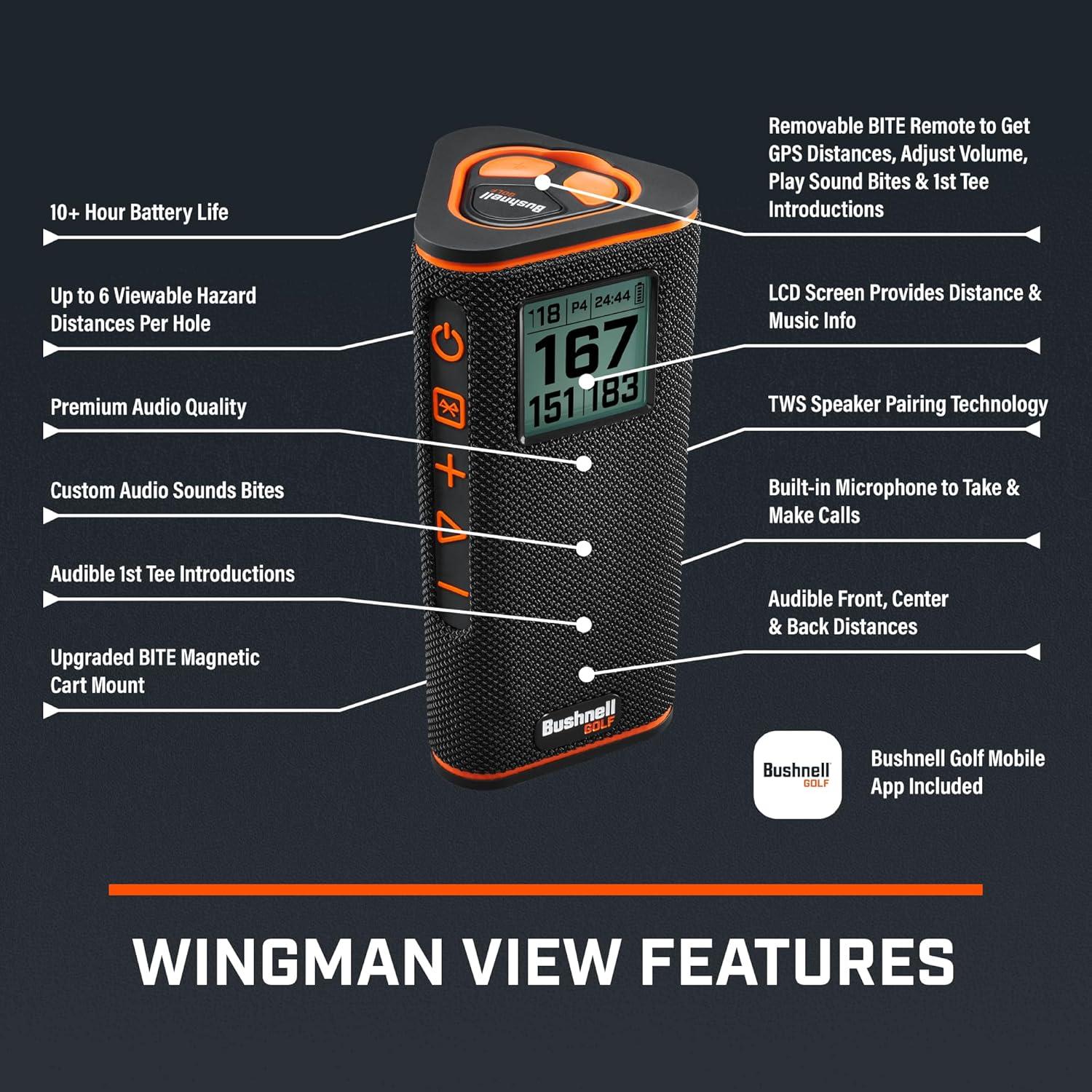 Altavoz GPS de Golf Bushnell Wingman View 2023 Negro/Naranja