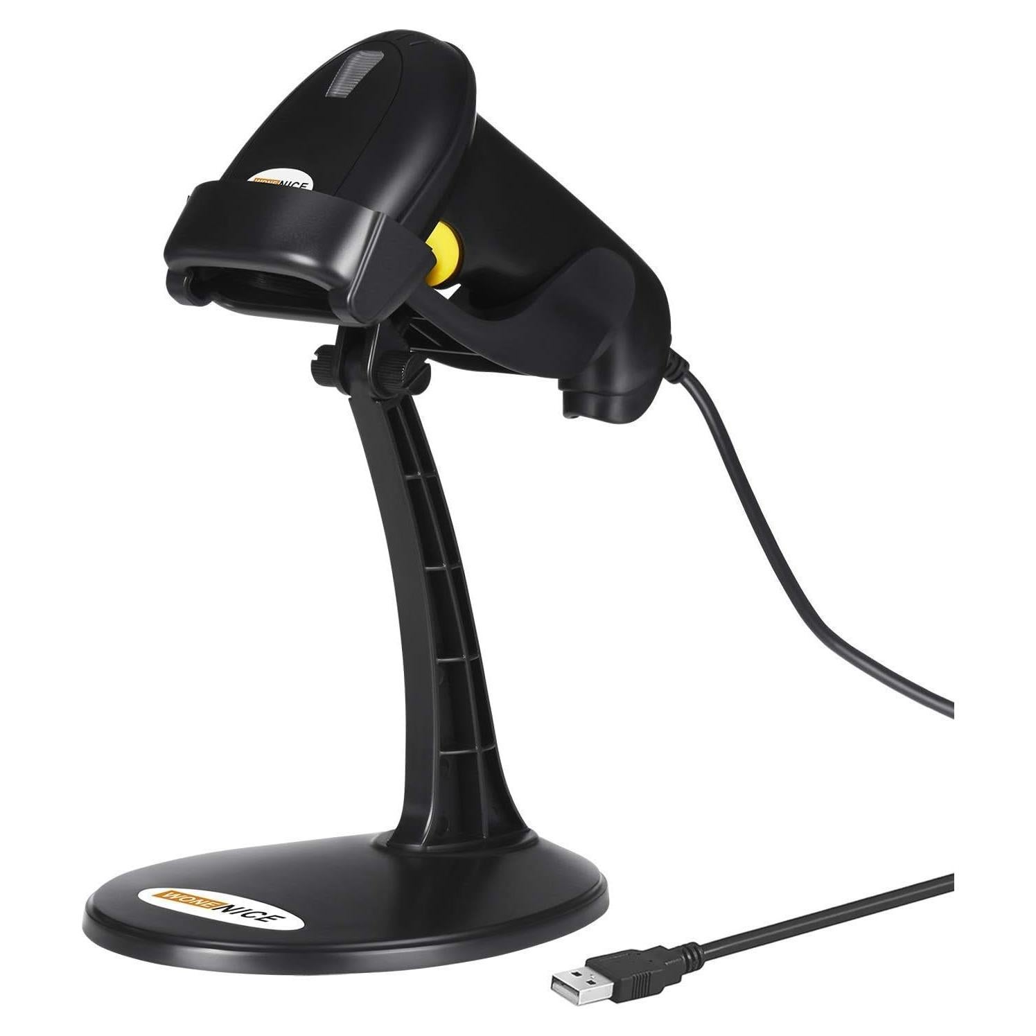 Escáner de Código de Barras USB WoneNice 1D con Soporte Negro