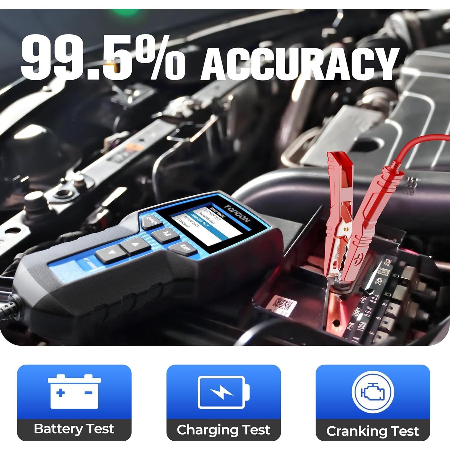 Probador de Baterías TOPDON BT200 12V 24V Digital Carga