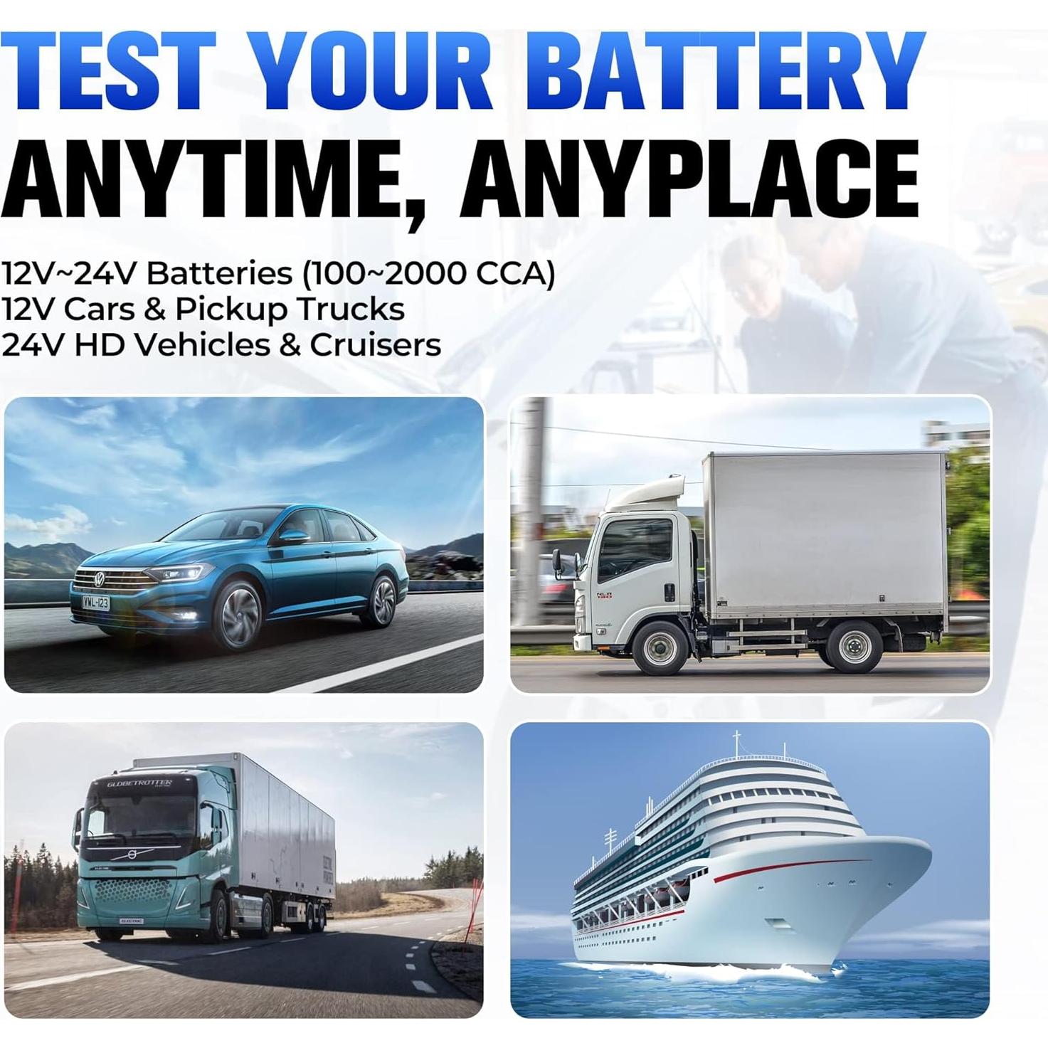 Probador de Baterías TOPDON BT200 12V 24V Digital Carga