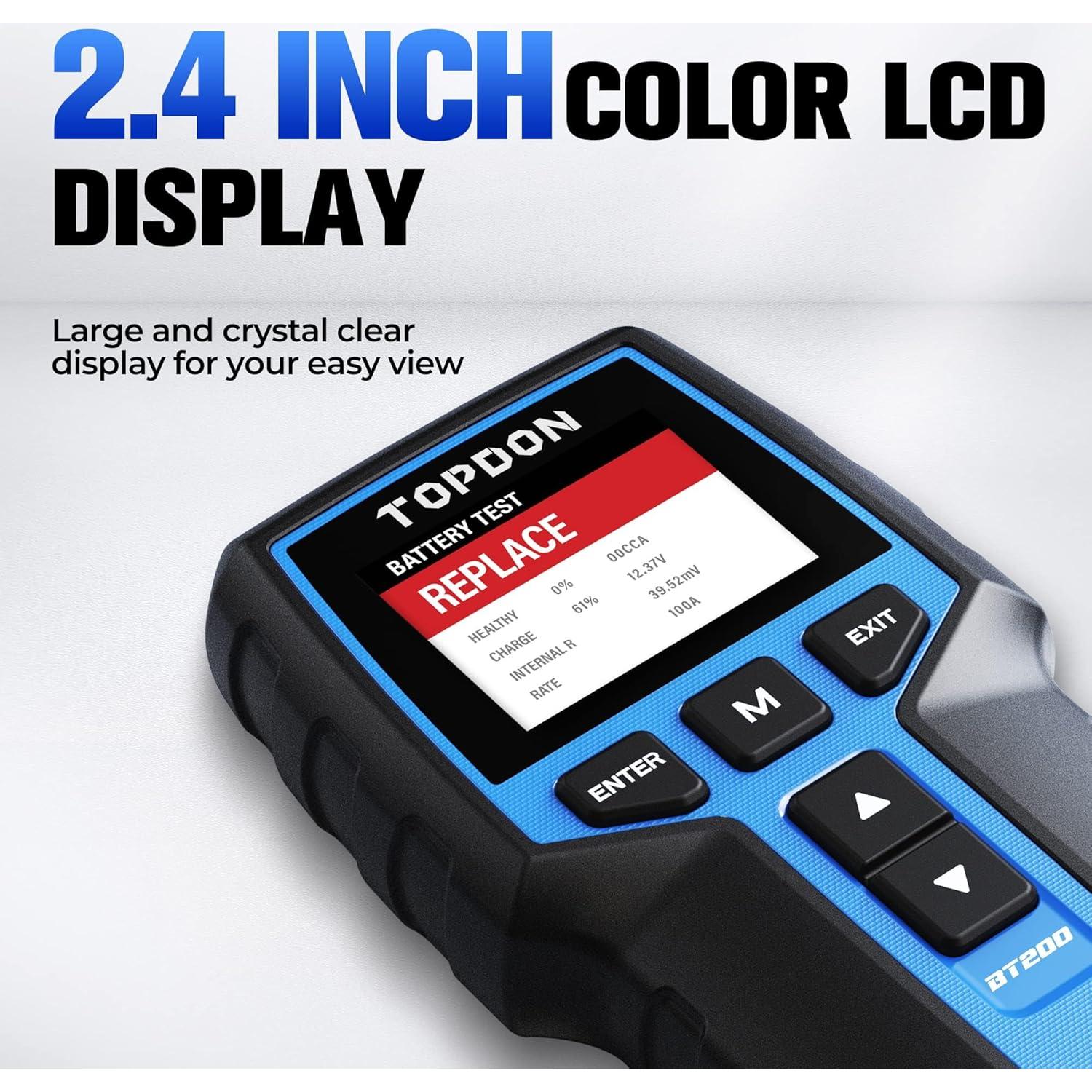 Probador de Baterías TOPDON BT200 12V 24V Digital Carga