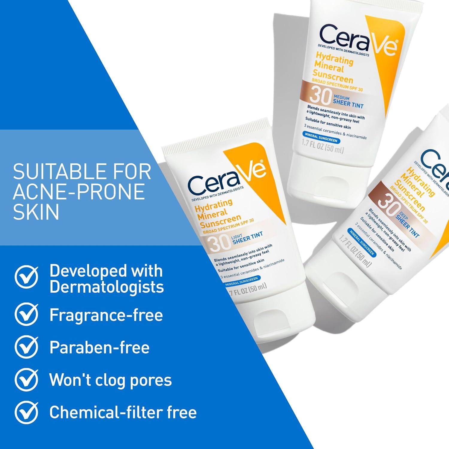CeraVe Protector Solar Mineral Hidratante SPF 30 Tono Transparente 48g
