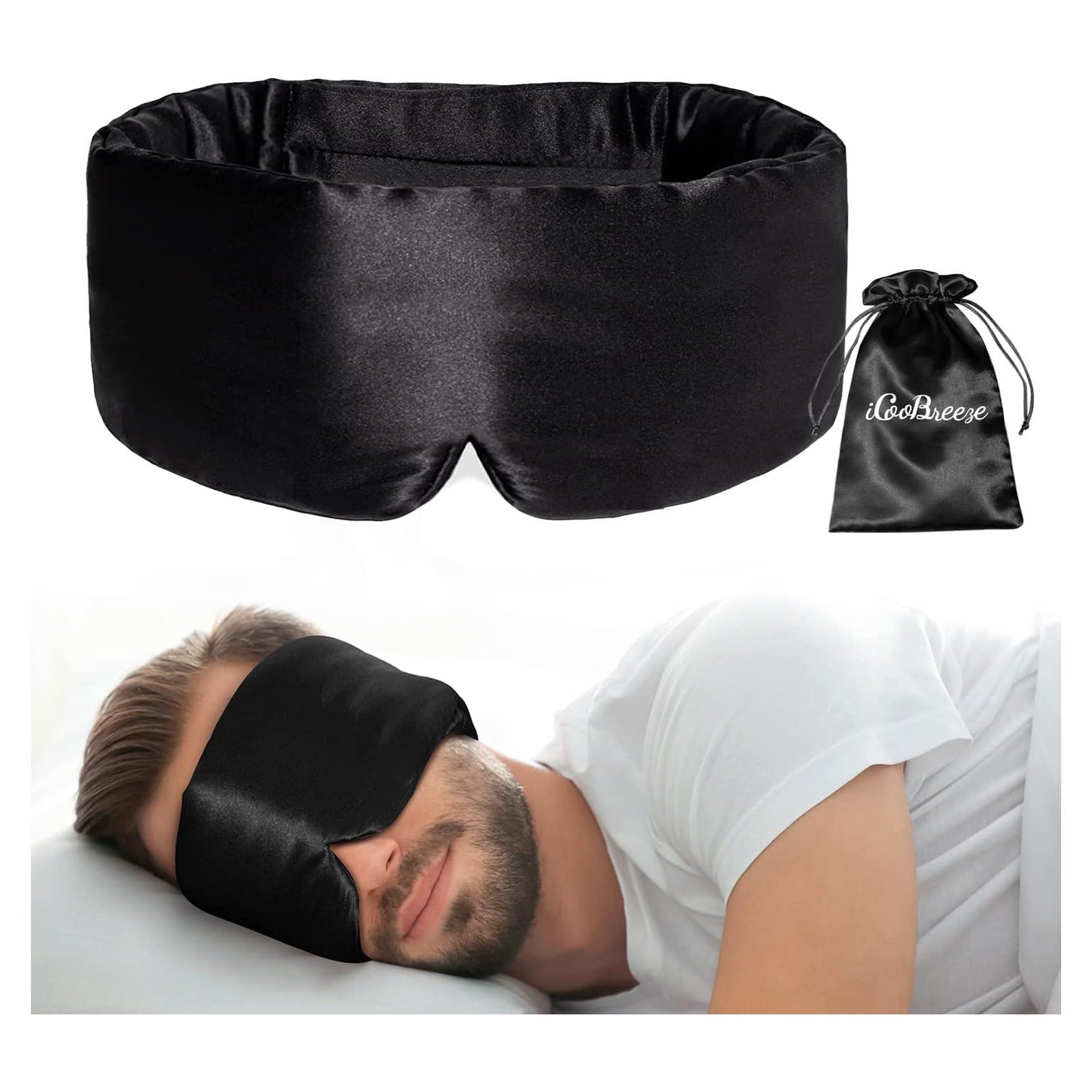 Máscara de Ojos de Seda iCooBreeze Ajustable Negra 1PC