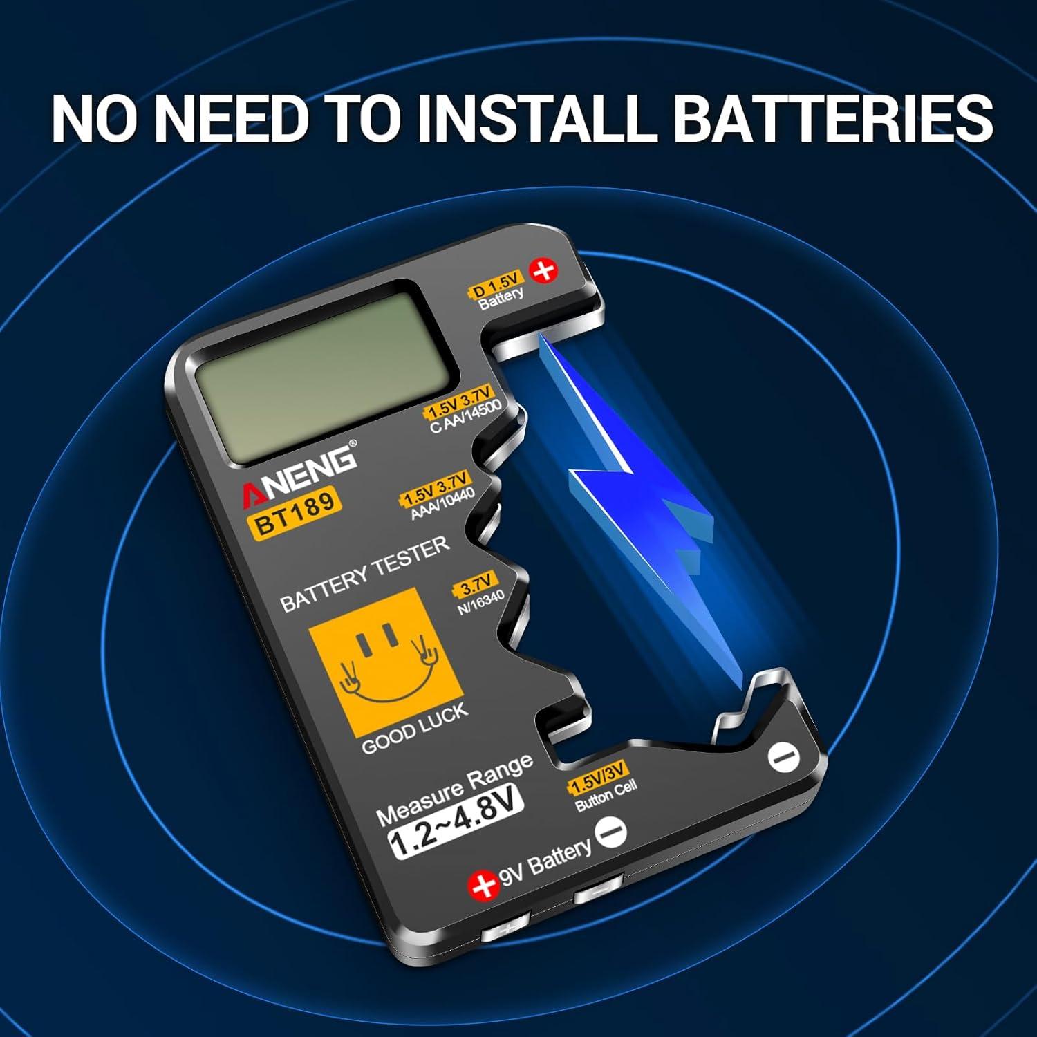 Probador de Baterías ANENG BT189 LCD Universal Compacto