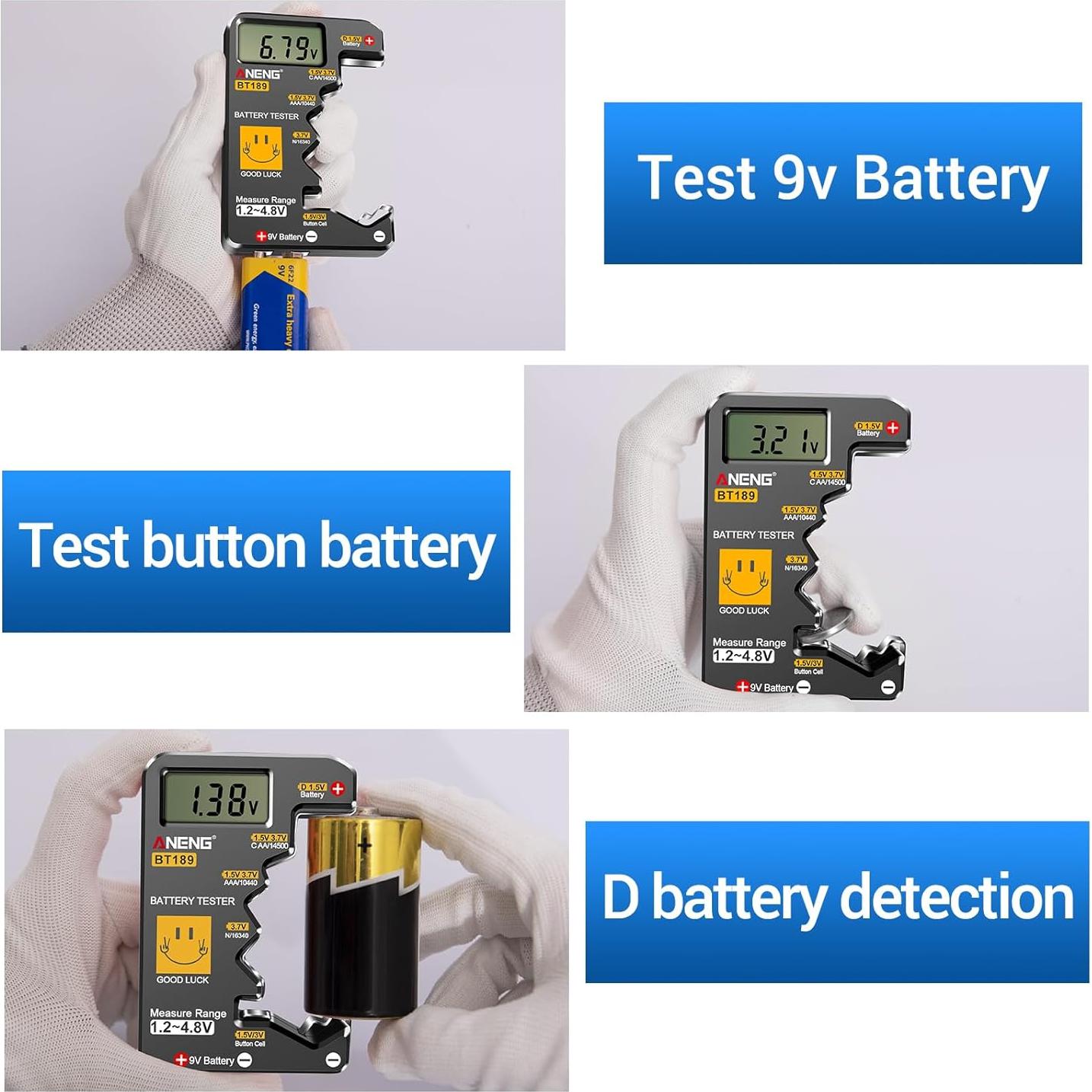 Probador de Baterías ANENG BT189 LCD Universal Compacto