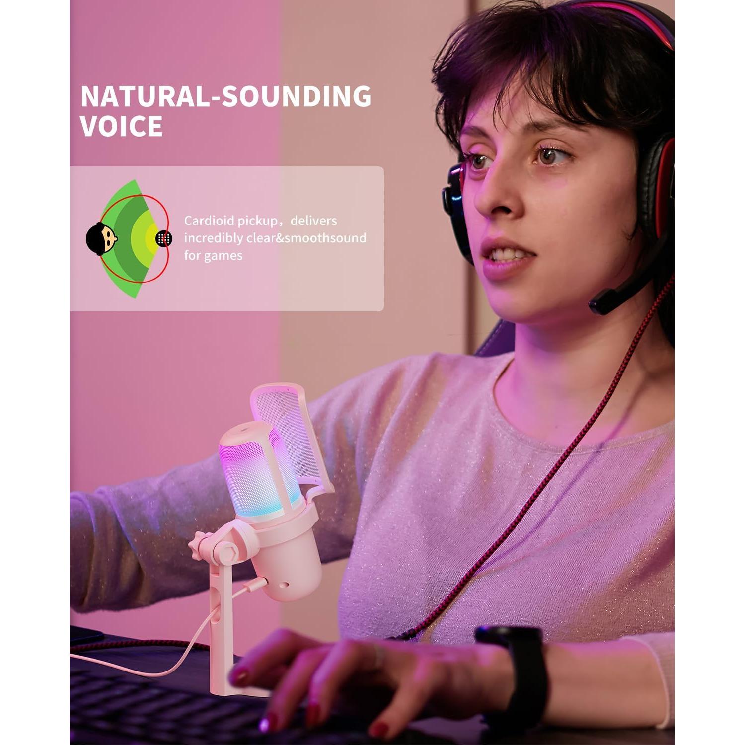 Micrófono USB Rosa KO-STAR M-630S con RGB y Filtro Antipop