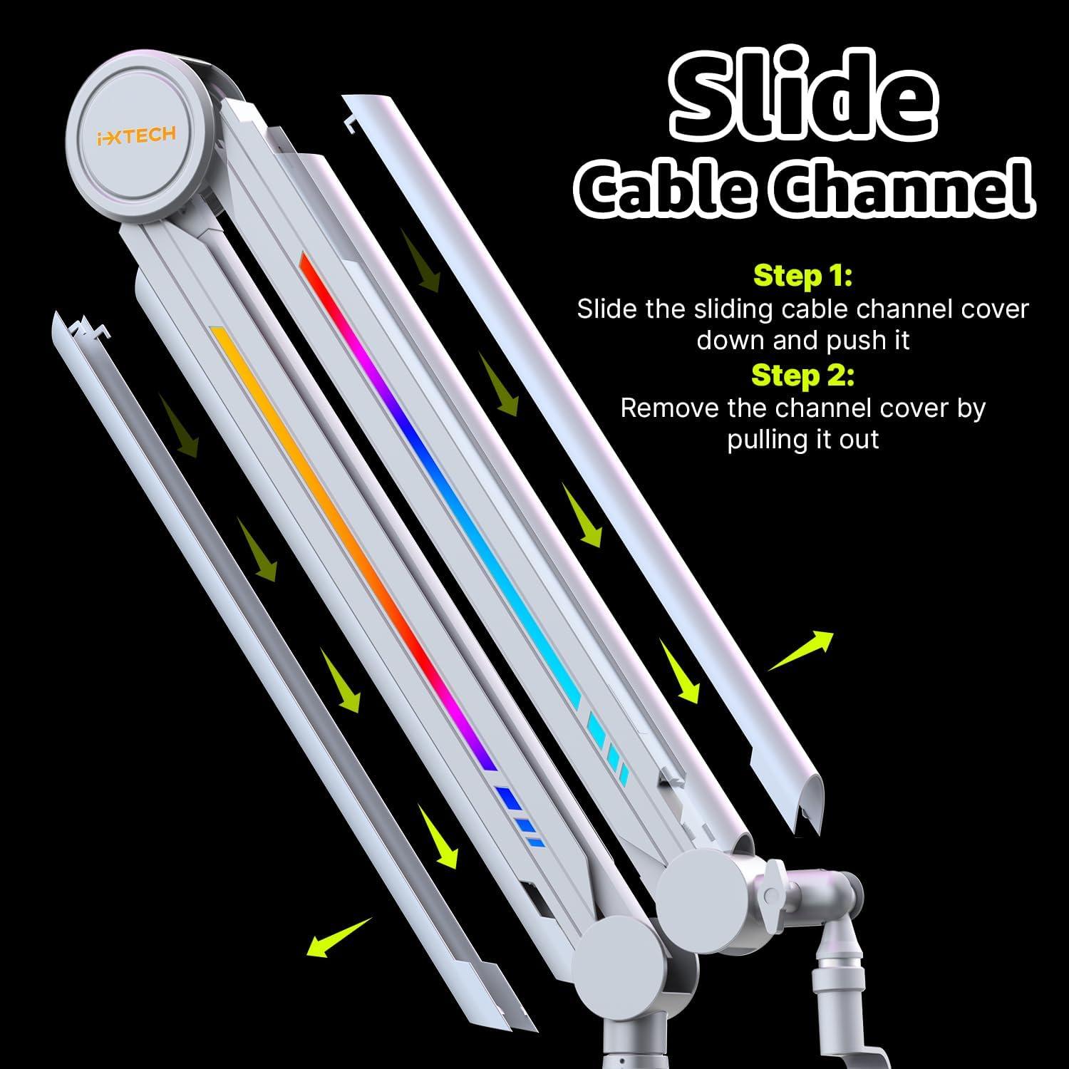 Brazo de Micrófono IXTECH RGB Alto Perfil Ajustable Blanco