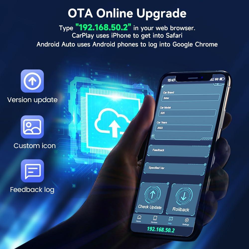 Adaptador Inalámbrico CarlinKit 5.0 para CarPlay/Android Auto