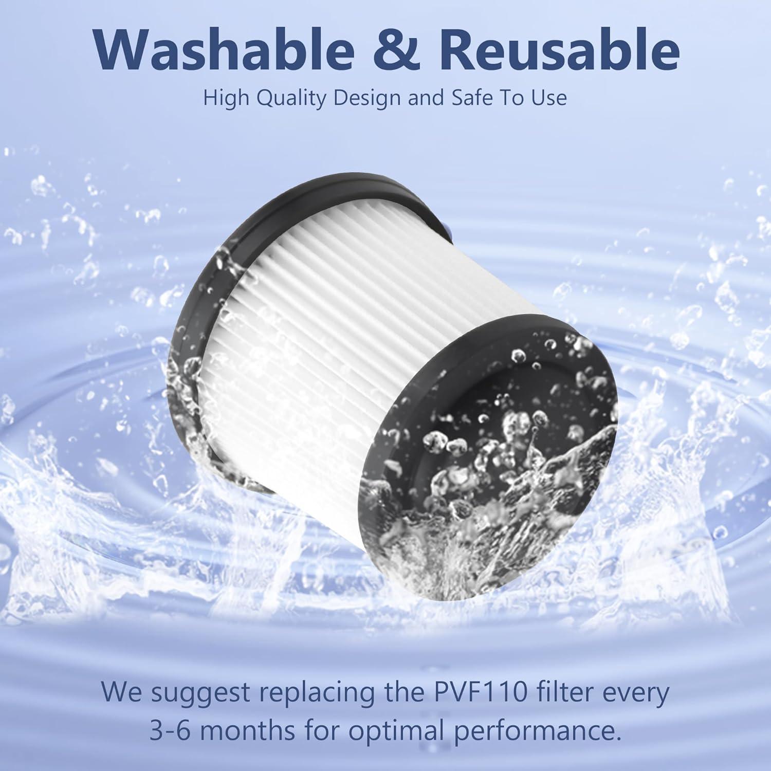 Paquete de 4 filtros de reemplazo Funmit PVF110 para aspiradoras Black & Decker