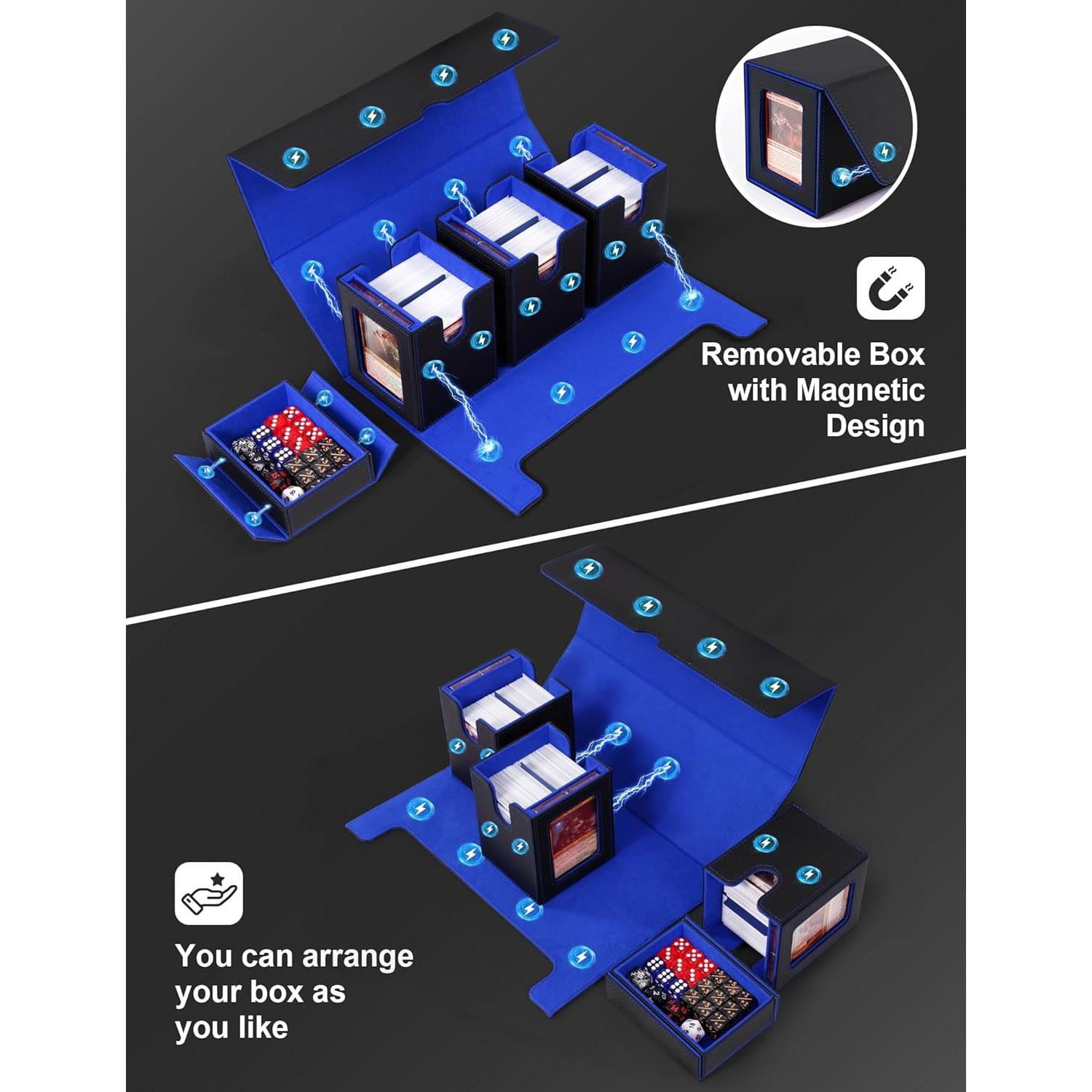 Caja de Barajas 4-en-1 Banloga para TCG - Negro y Azul