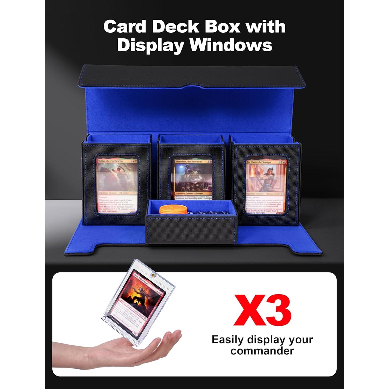 Caja de Barajas 4-en-1 Banloga para TCG - Negro y Azul