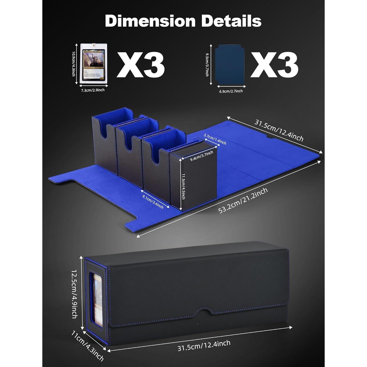 Caja de Barajas 4-en-1 Banloga para TCG - Negro y Azul