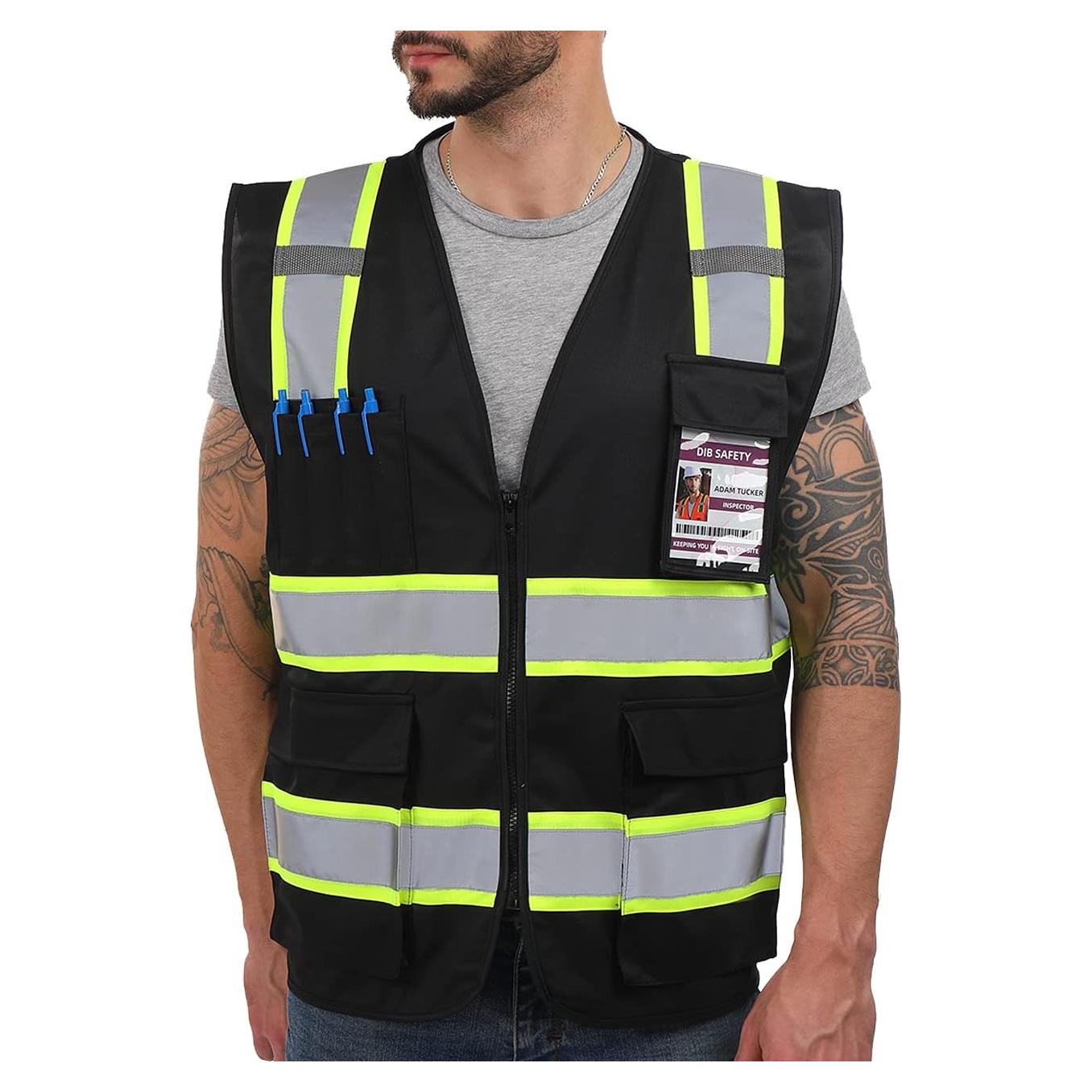 Chaleco Reflectante Dib Seguridad Alta Visibilidad Negro L