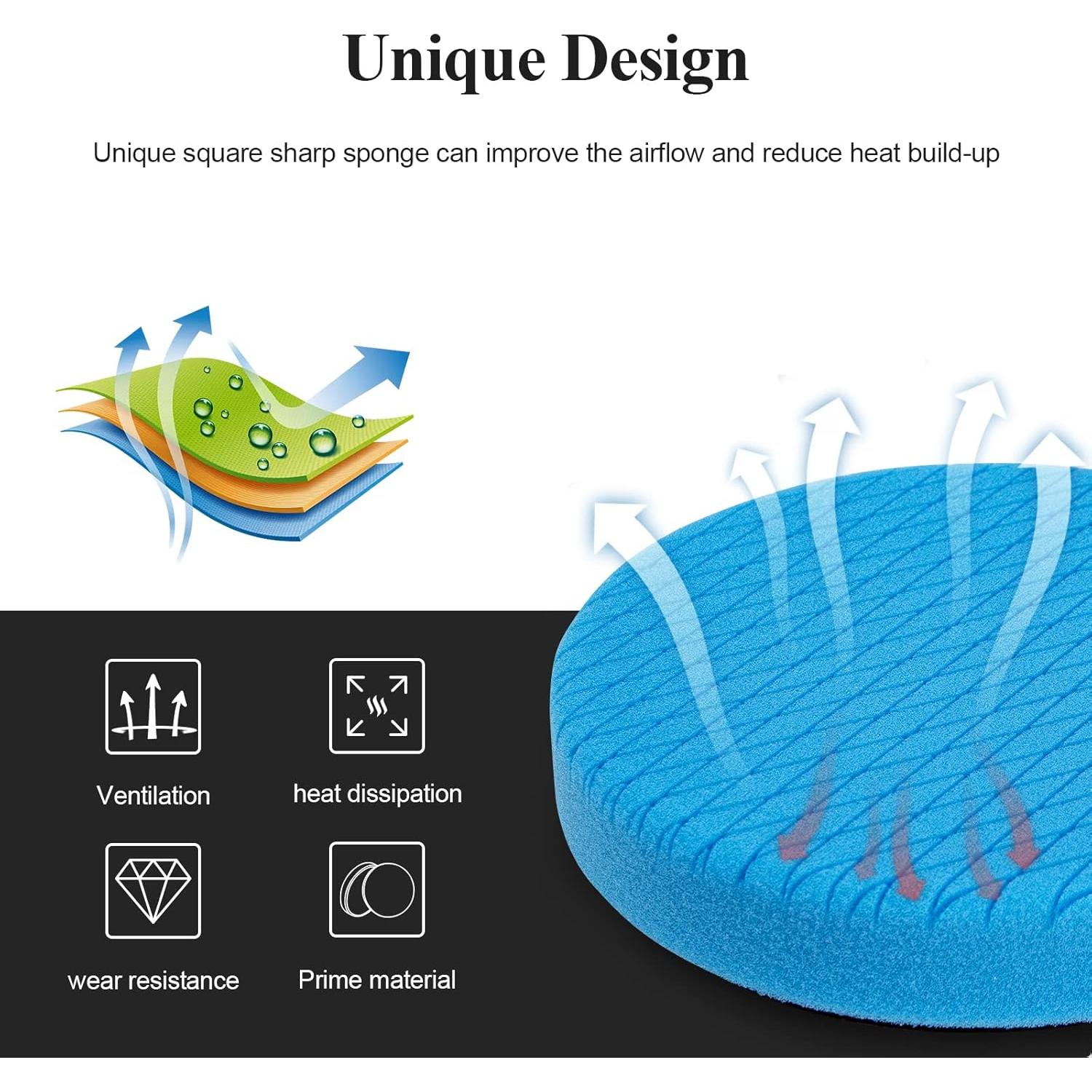 Autolock 3" Buffing Polishing Pads, 6Pcs 3.5 Inch 85mm Face for 3 Inch Backing Plate, Compound Buffing Sponge and Woolen Pads, Cutting Polishing Pad Kit for Car Buffer Compounding, Polish and Wax