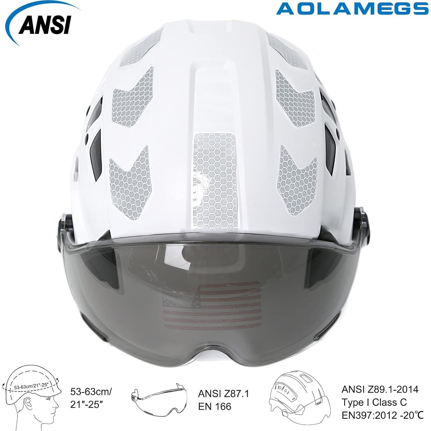 Casco de Construcción Aolamegs Blanco con Visera Ventilada