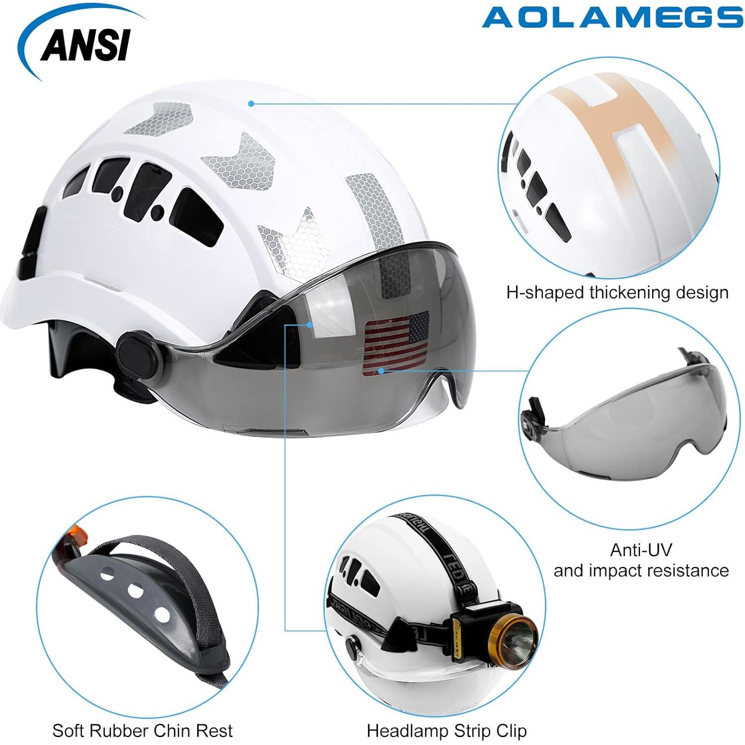 Casco de Construcción Aolamegs Blanco con Visera Ventilada