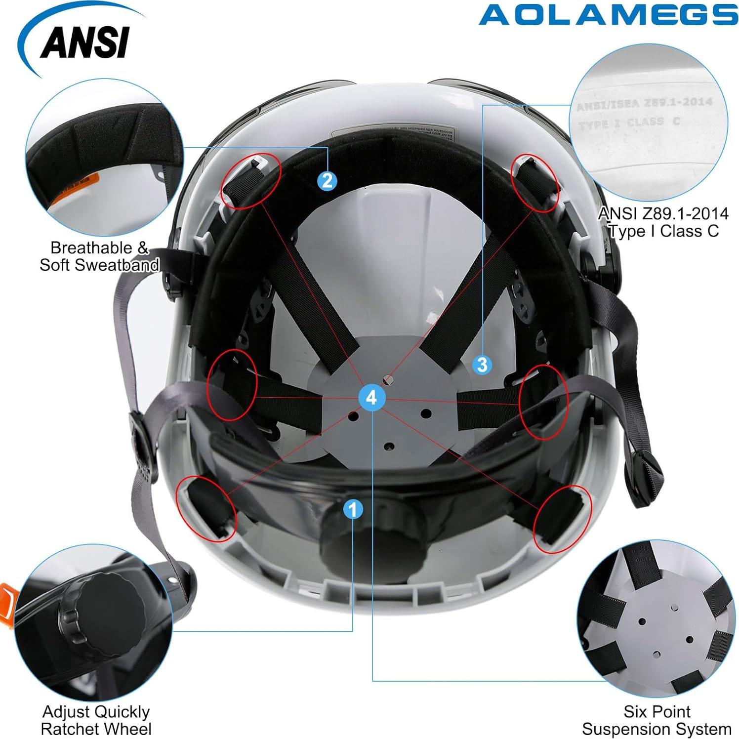 Casco de Construcción Aolamegs Blanco con Visera Ventilada