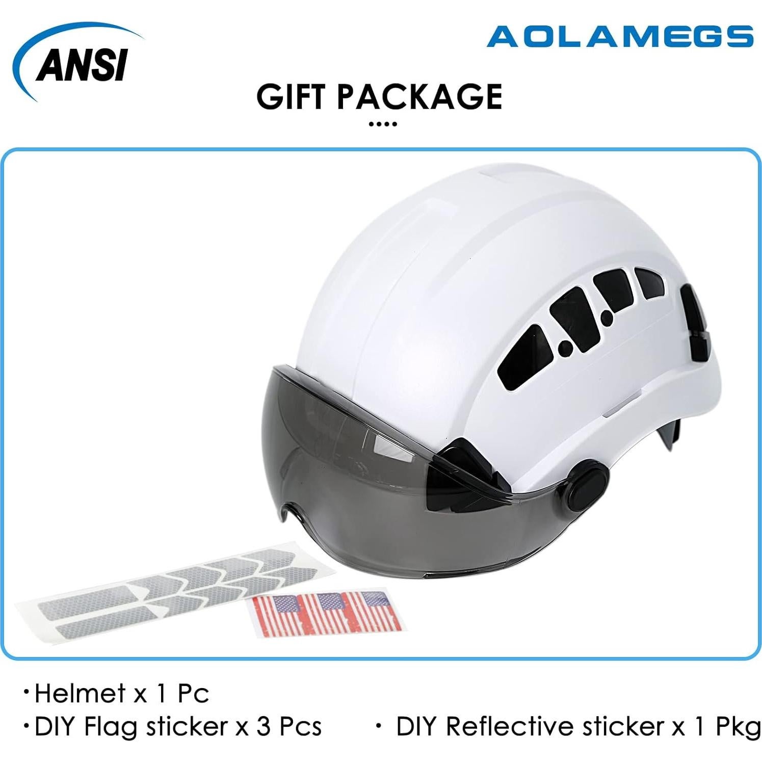 Casco de Construcción Aolamegs Blanco con Visera Ventilada