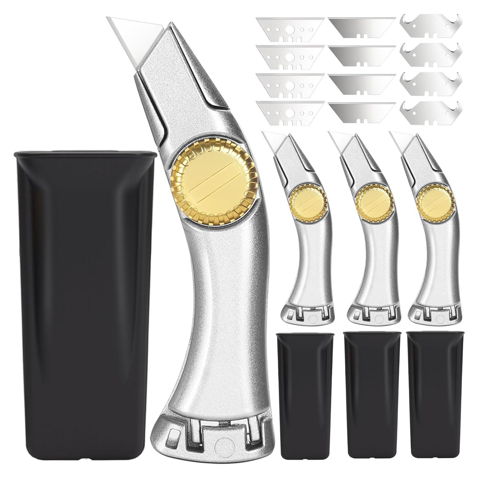 Juego de 4 Cuchillos de Utilidad Lizenoz con 3 Cuchillas Repuesto