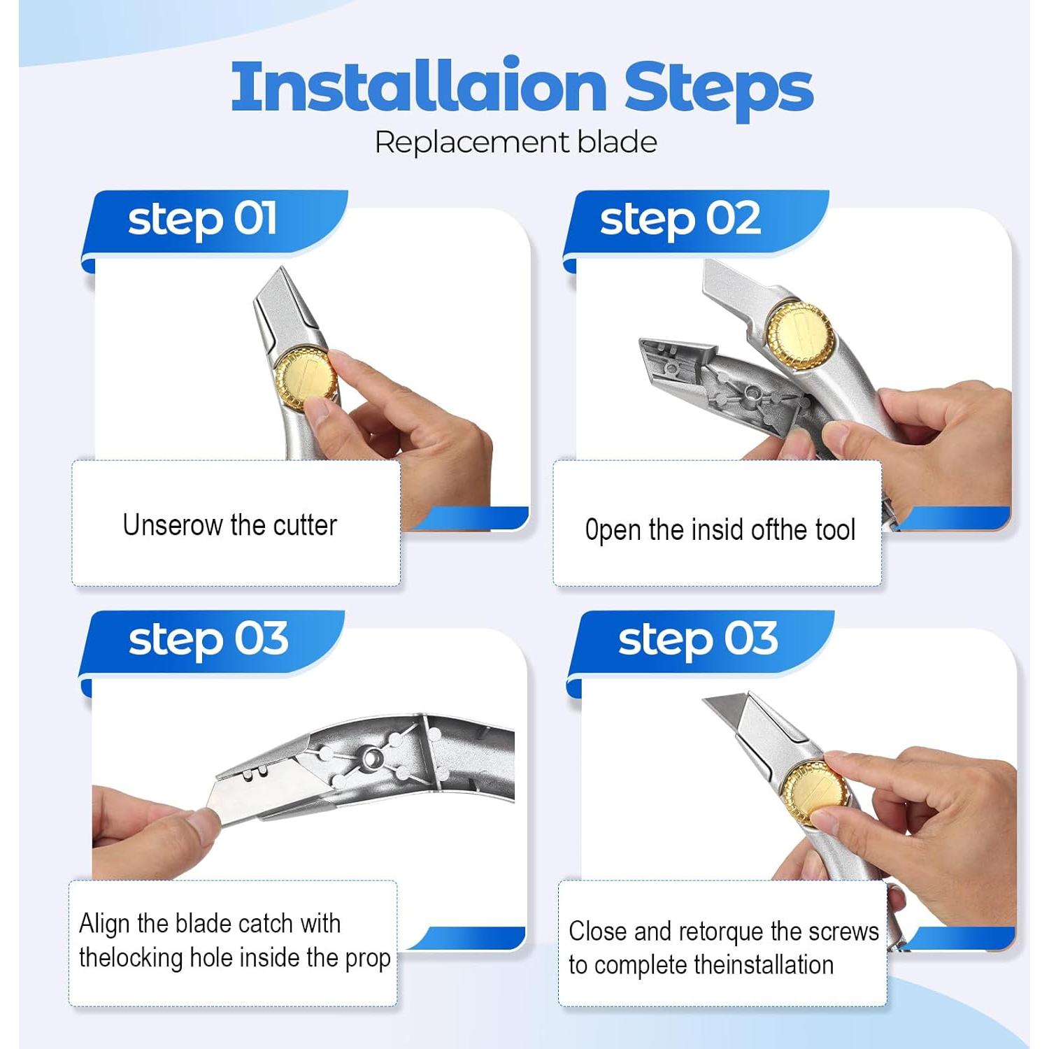 Juego de 4 Cuchillos de Utilidad Lizenoz con 3 Cuchillas Repuesto