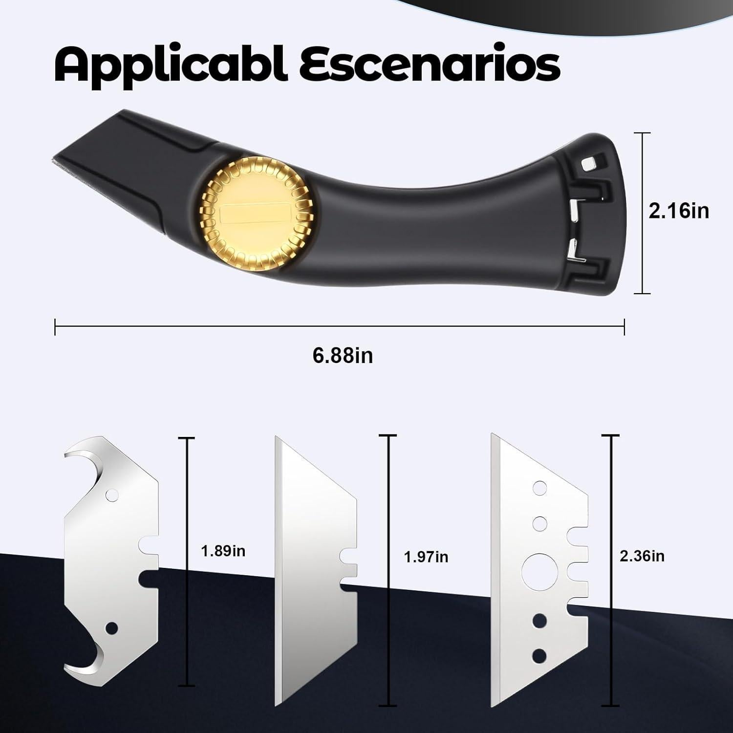 Cuchillo Utilitario de Techo Lizenoz 2PCS Hoja Fija Negra