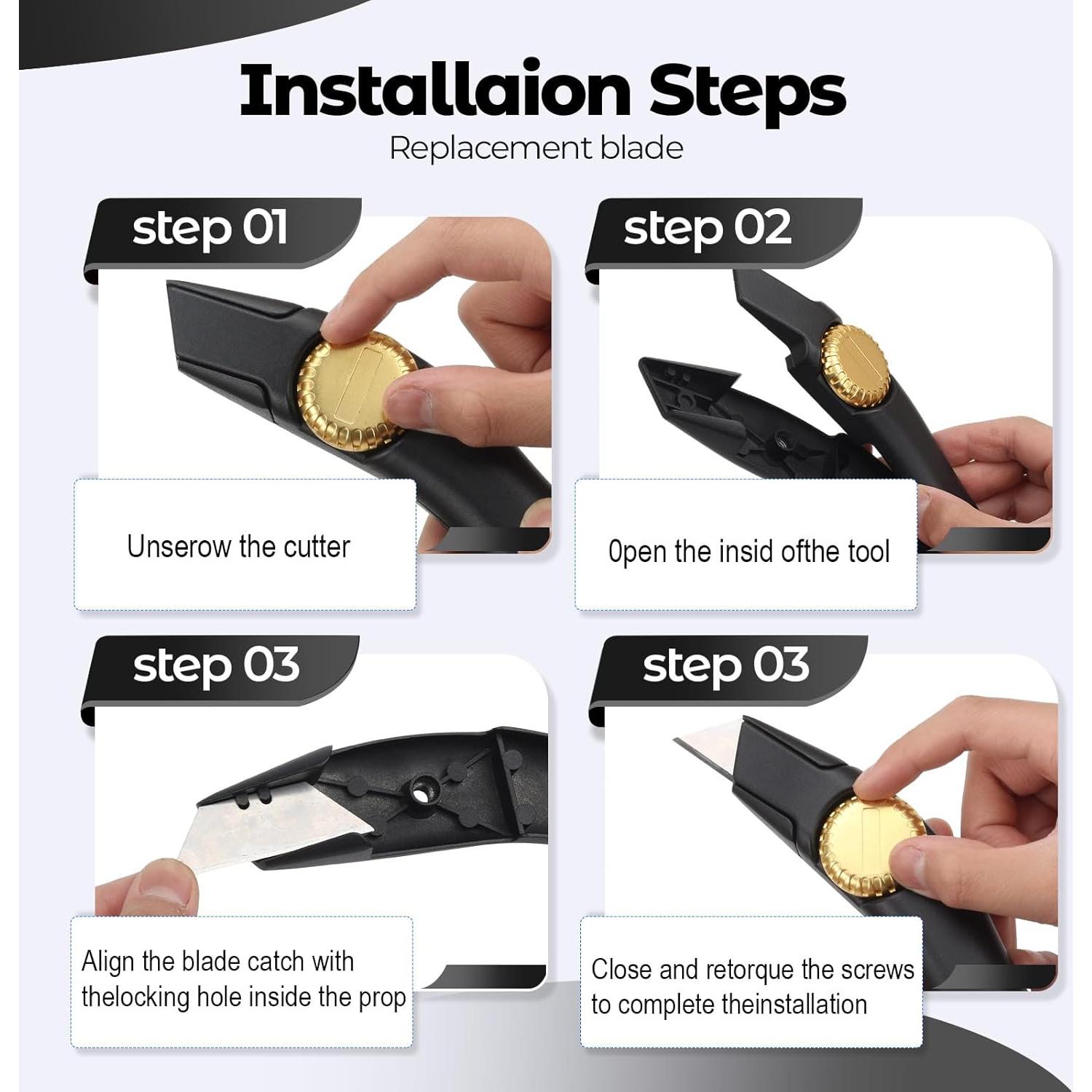 Cuchillo Utilitario de Techo Lizenoz 2PCS Hoja Fija Negra