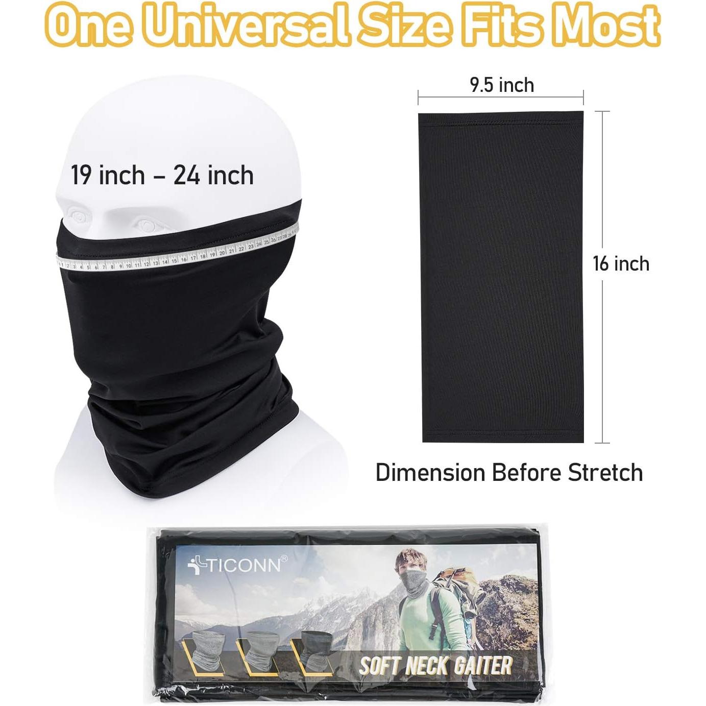 Gaiter de Cuello TICONN Negro Transpirable para Verano