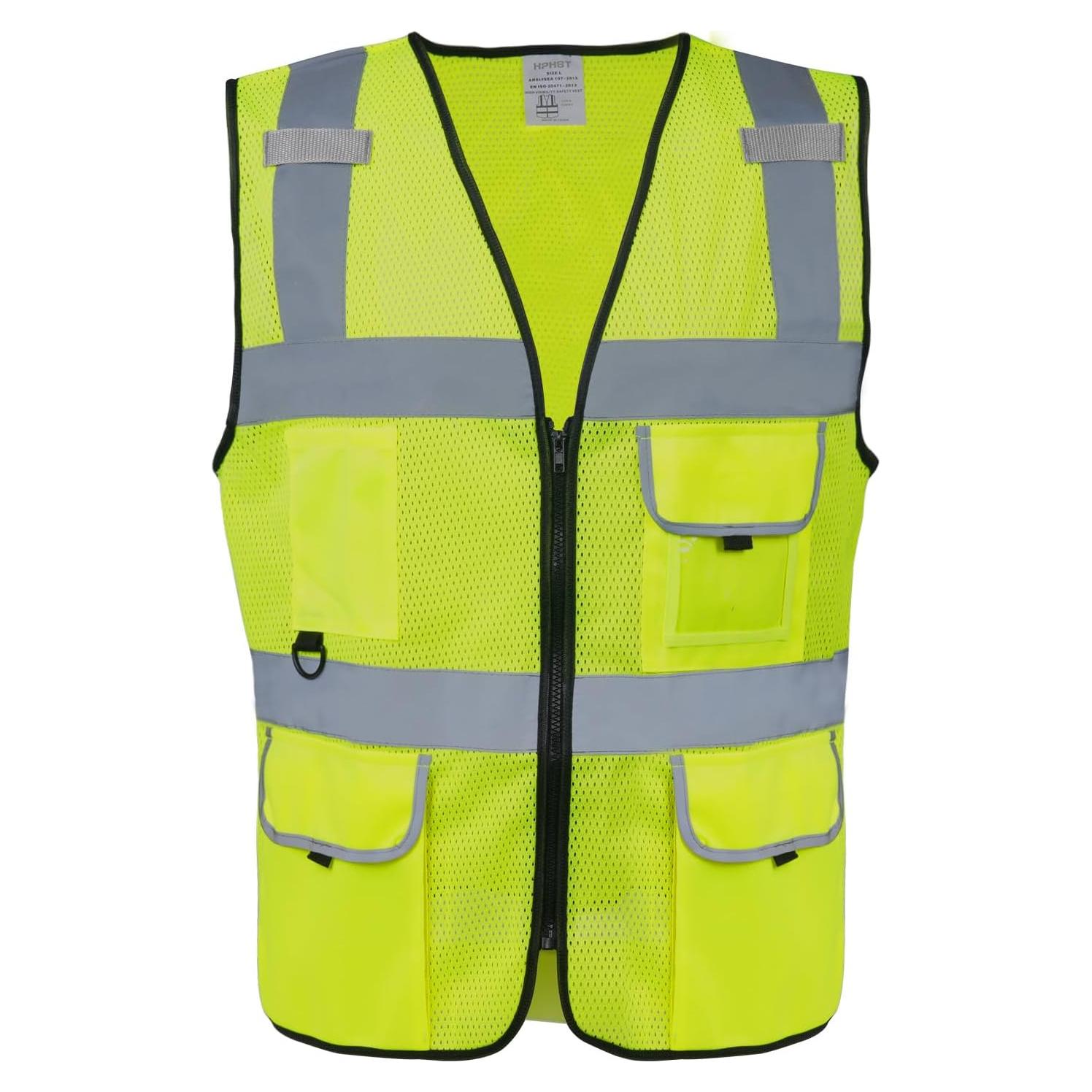 Chaleco de Seguridad HPHST Amarillo Reflectante Clase 2 5 Bolsillos