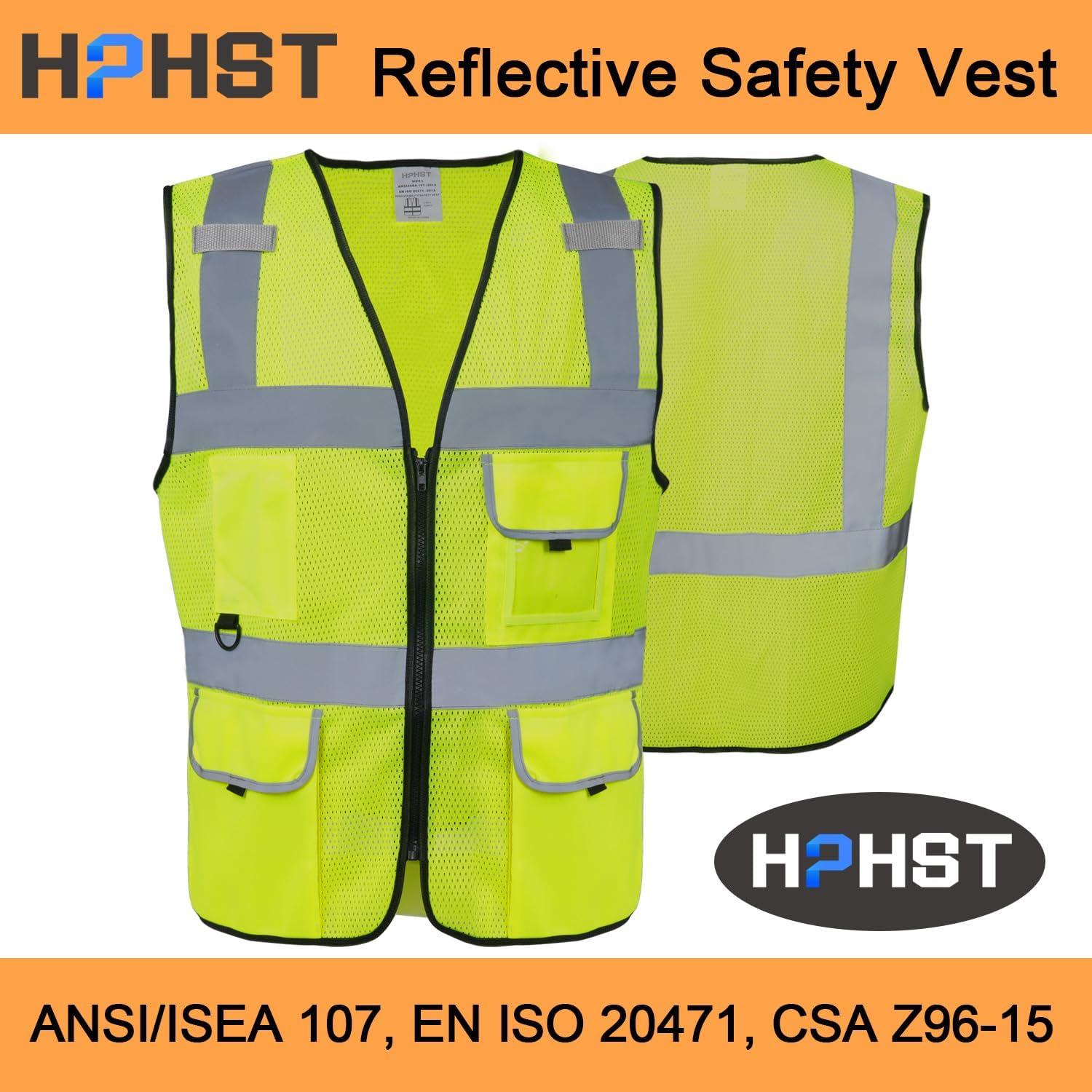 Chaleco de Seguridad HPHST Amarillo Reflectante Clase 2 5 Bolsillos