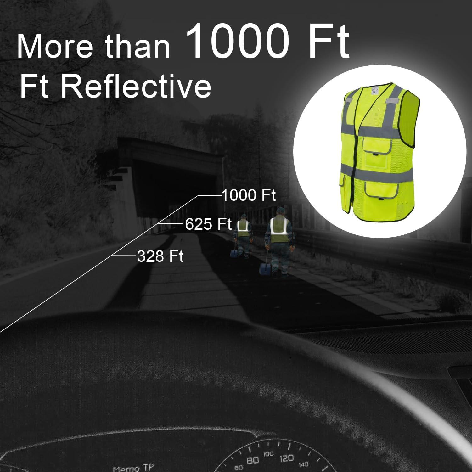 Chaleco de Seguridad HPHST Amarillo Reflectante Clase 2 5 Bolsillos