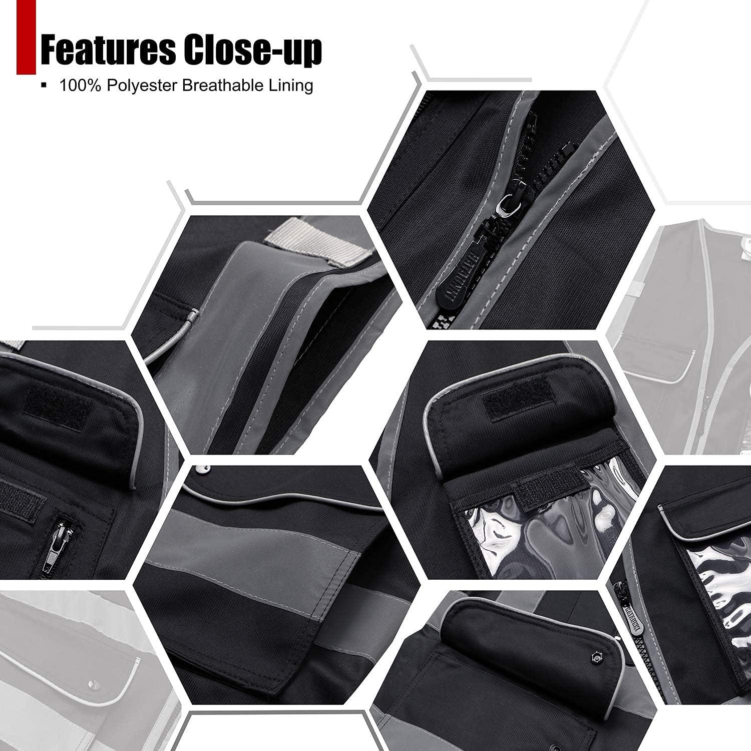 Chaleco de Seguridad HATAUNKI Reflectante con 9 Bolsillos