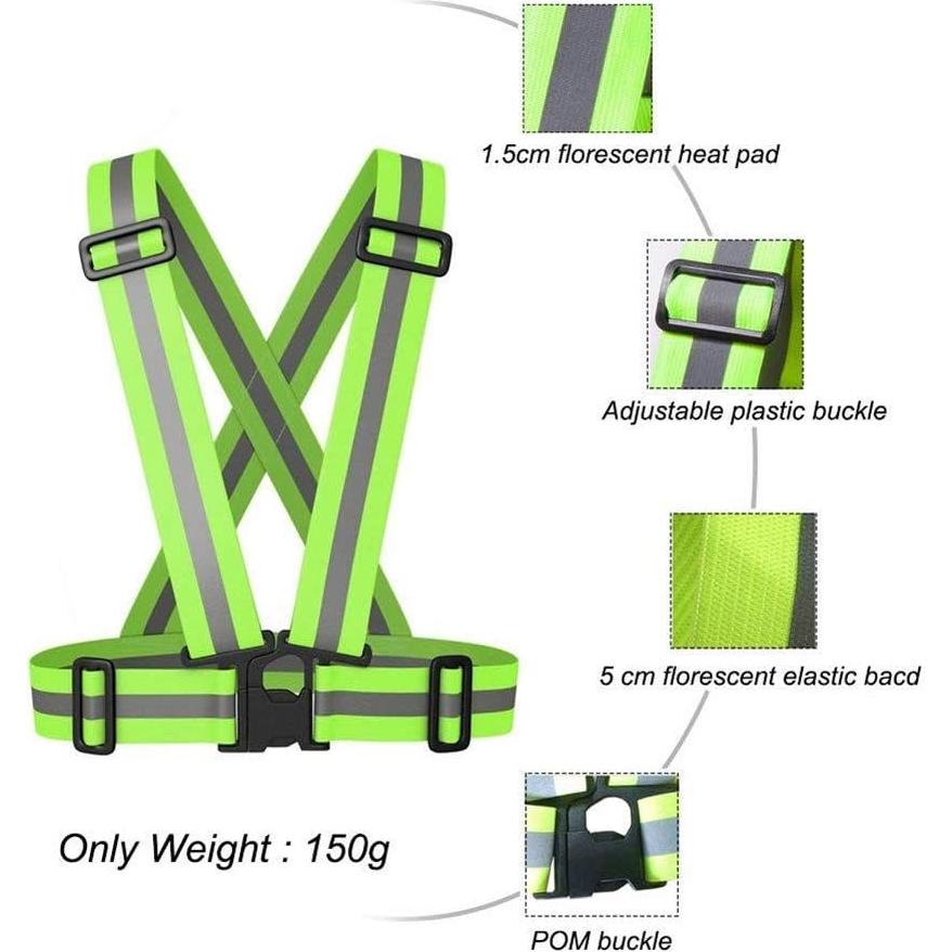 Chaleco Reflectante AISIBO Ajustable Alta Visibilidad Verde