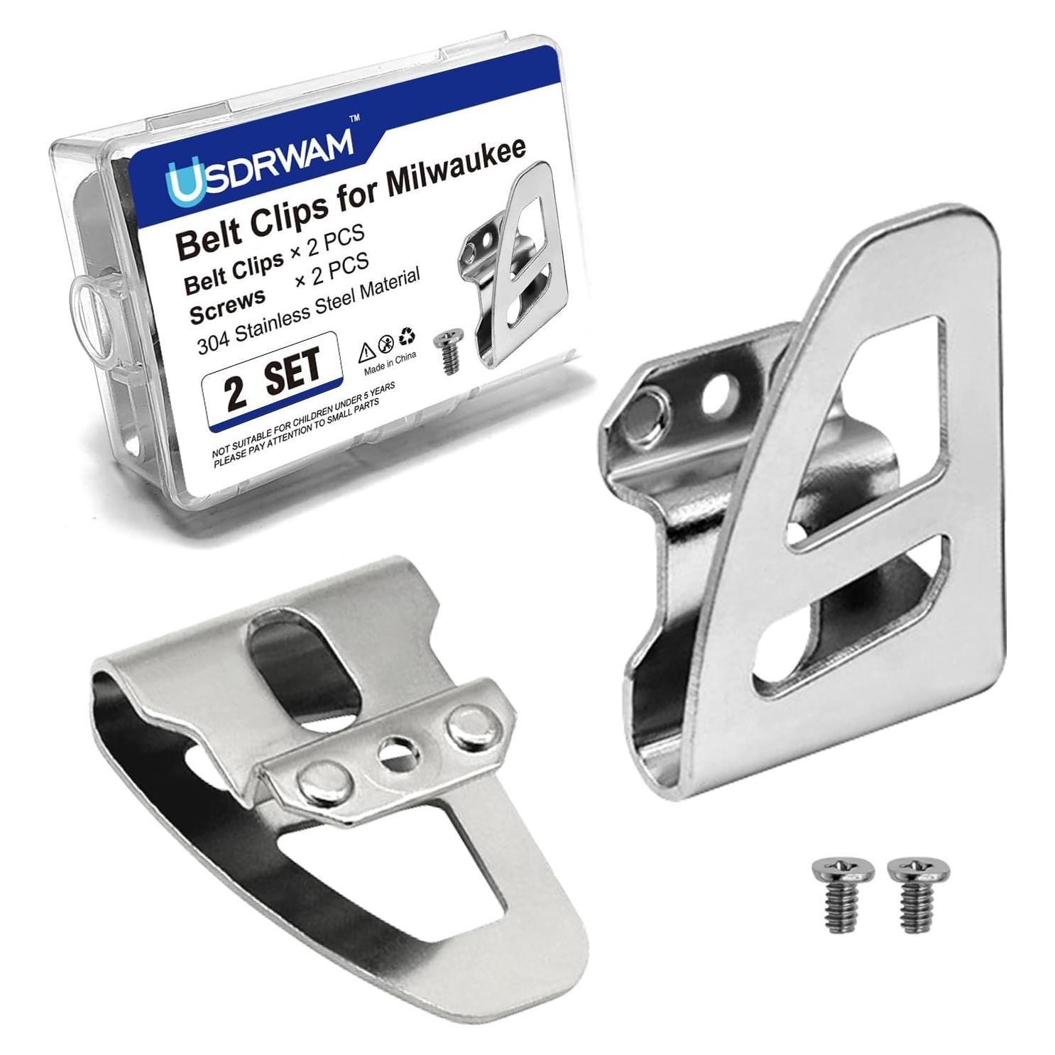 Paquete de 2 Clips de Cinturón Milwaukee 304 Inoxidable