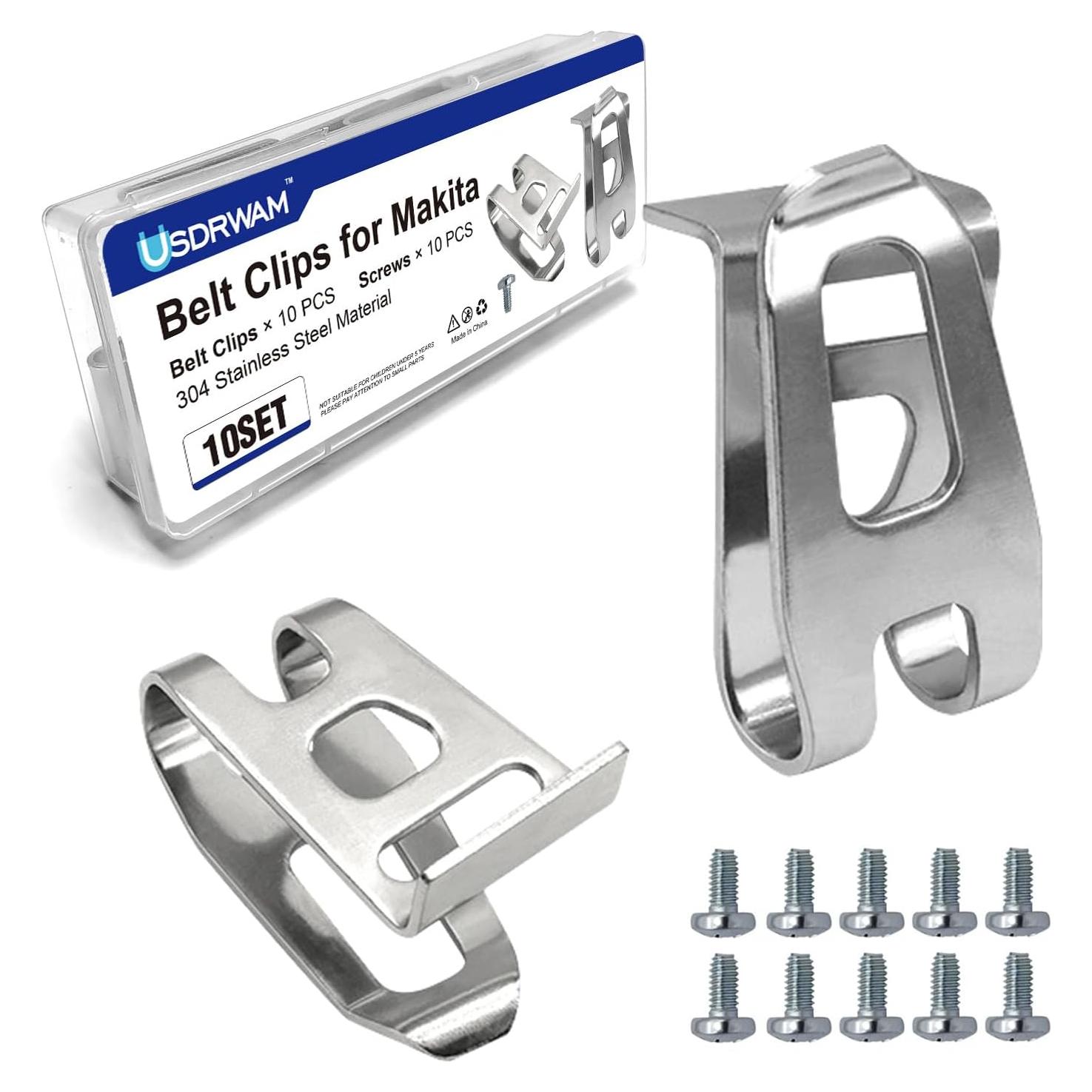 10 Clips de Cinturón Makita de Acero Inoxidable 304