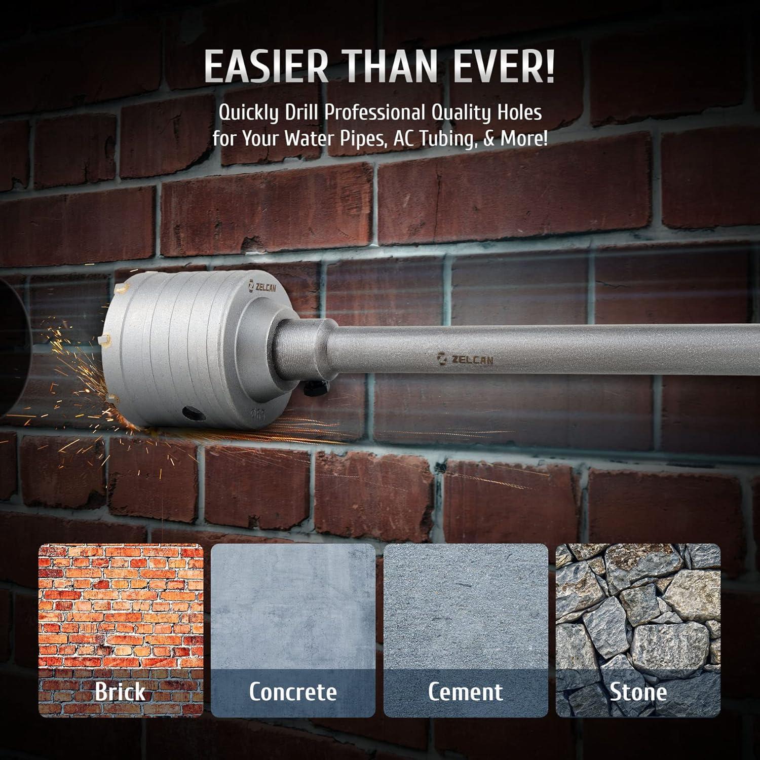 Kit de Brocas de Corona ZELCAN SDS Plus y Max 30-100 mm