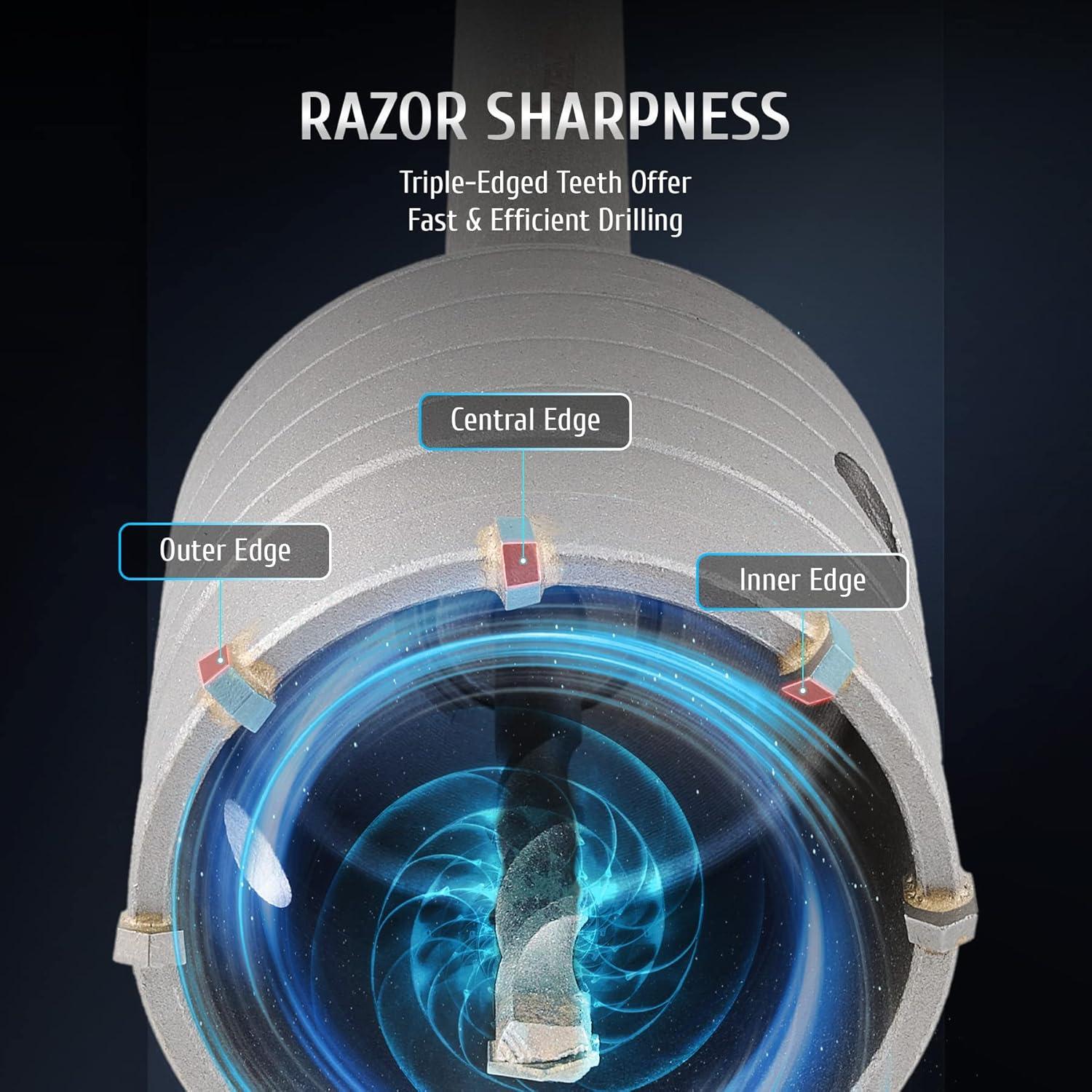 Kit de Brocas de Corona ZELCAN SDS Plus y Max 30-100 mm