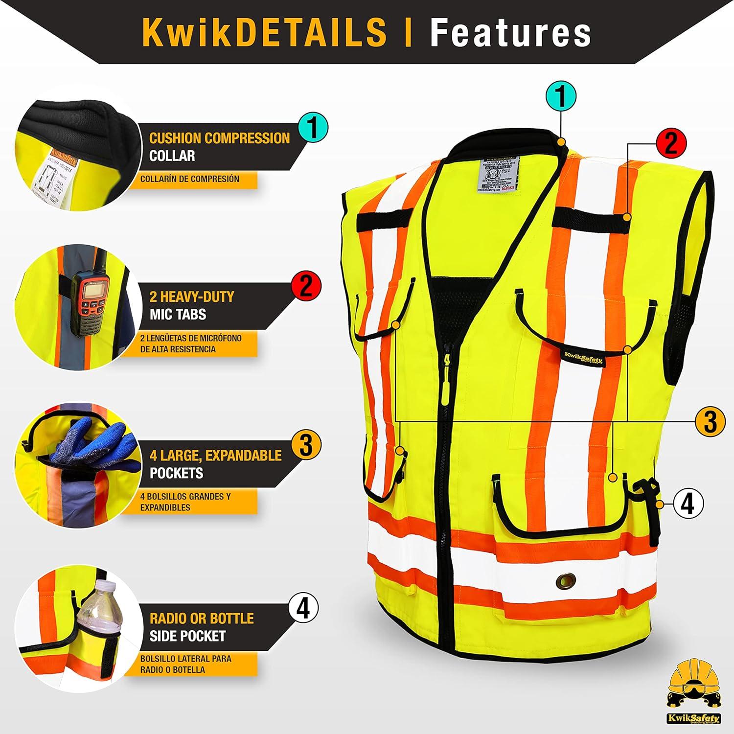 Chaleco de Seguridad KwikSafety Clase 2 Amarillo Mediano