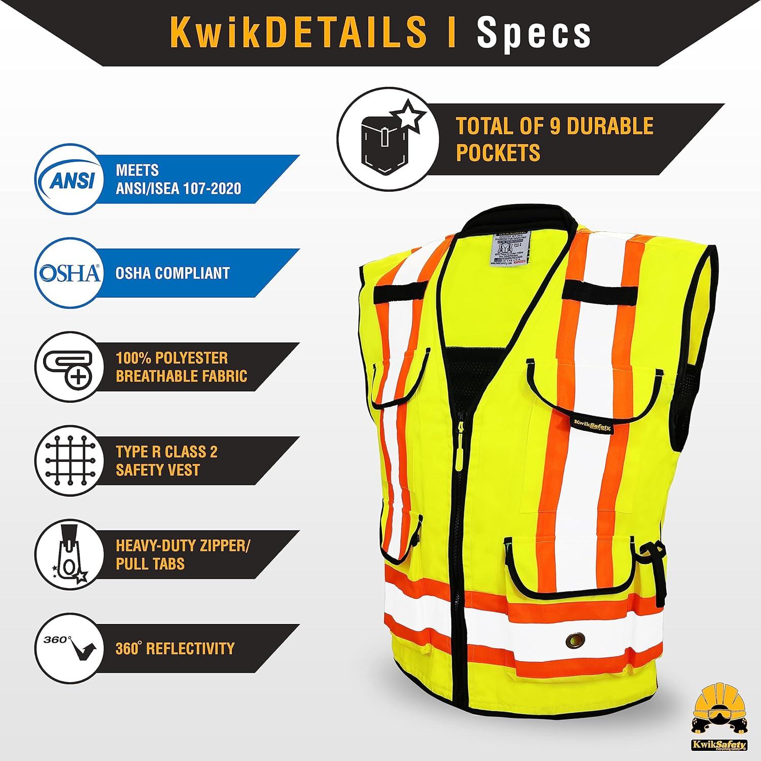 Chaleco de Seguridad KwikSafety Clase 2 Amarillo Mediano