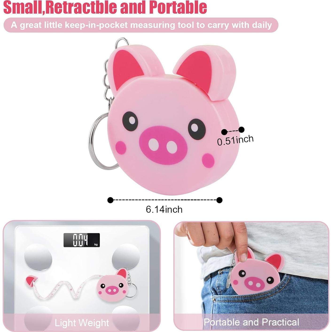 Tape Measure Body Measuring Tape, 3 Pcs Retractable Kids Fabric Measuring Tape, 60 Inch Animal Small Sewing Tape Measure for Craft Nursing Medical Travel(Pink/Green/Yellow)