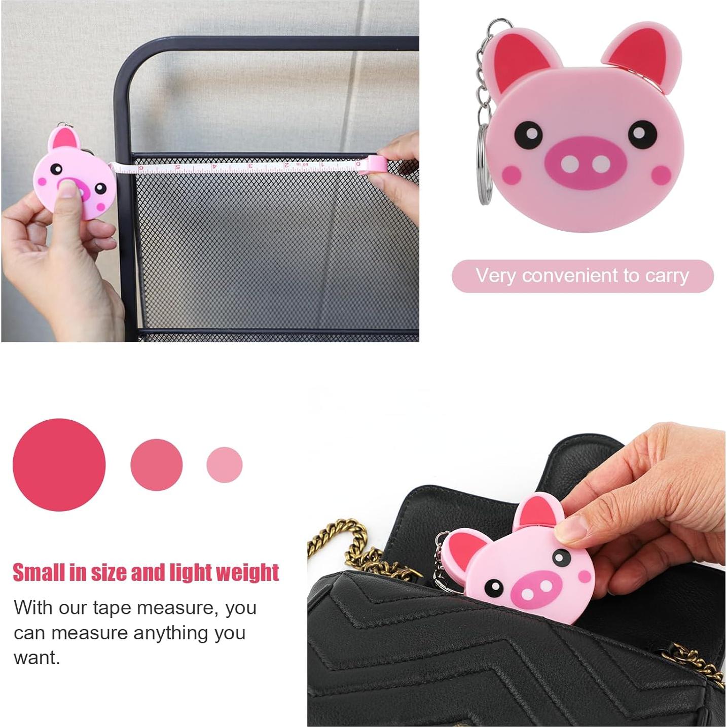 Tape Measure Body Measuring Tape, 3 Pcs Retractable Kids Fabric Measuring Tape, 60 Inch Animal Small Sewing Tape Measure for Craft Nursing Medical Travel(Pink/Green/Yellow)